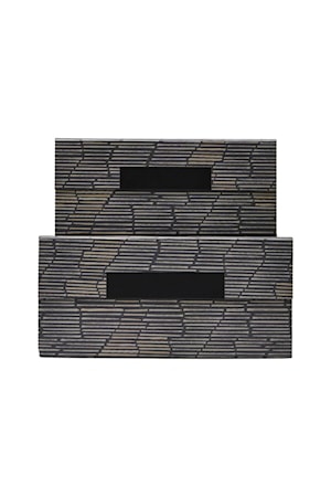 Förvaring med lock Stripe 2 st