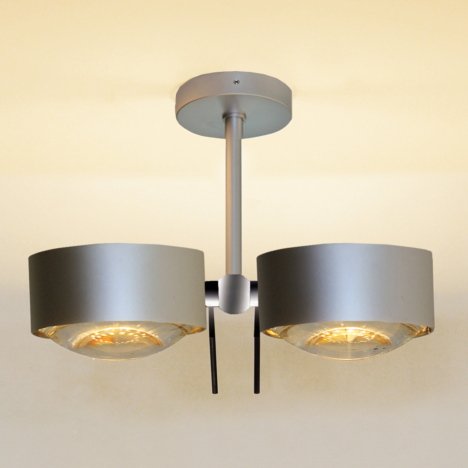2 ljuskällor Taklampa PUK , matt krom, 10 cm