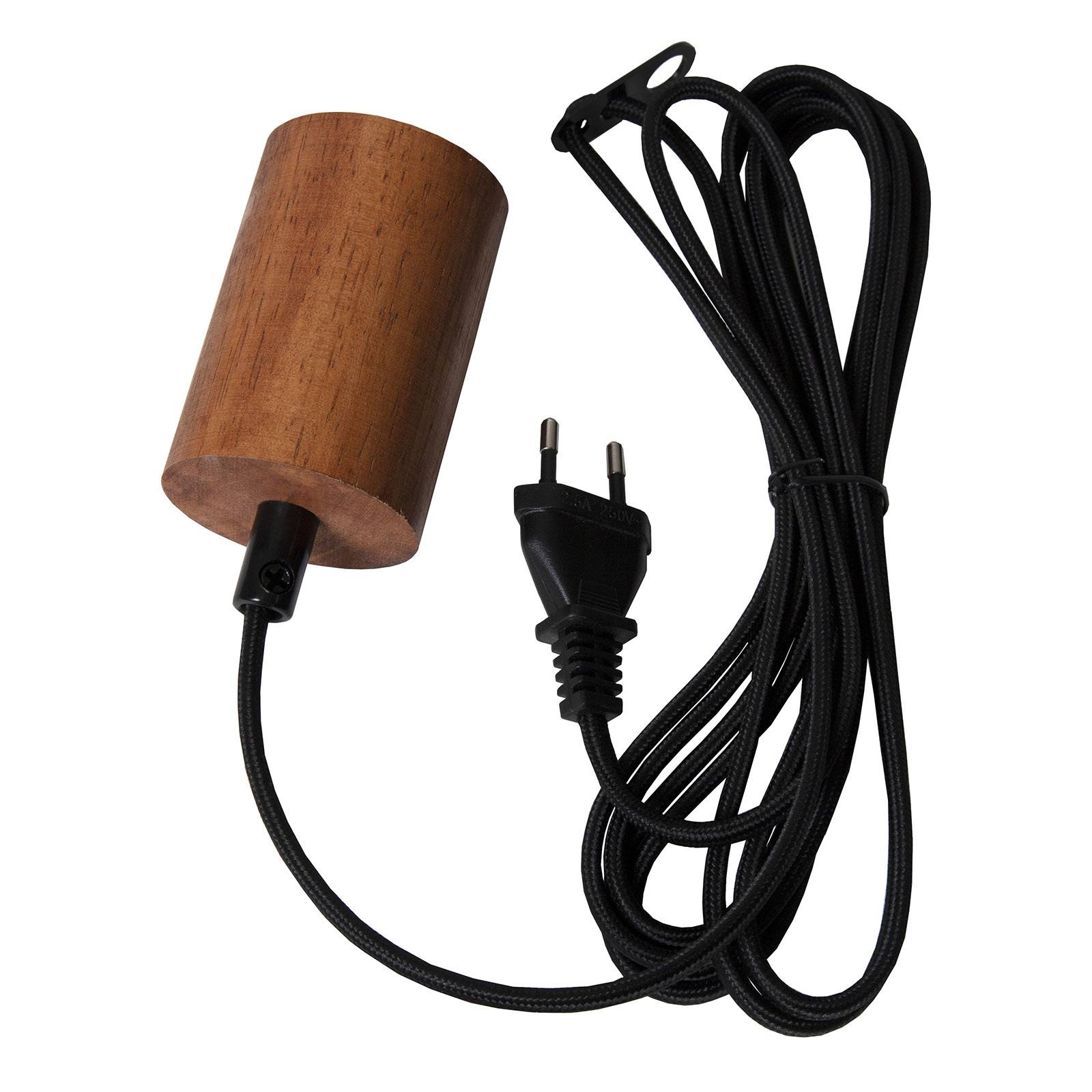 E27-uttag Slim med kabel, trä