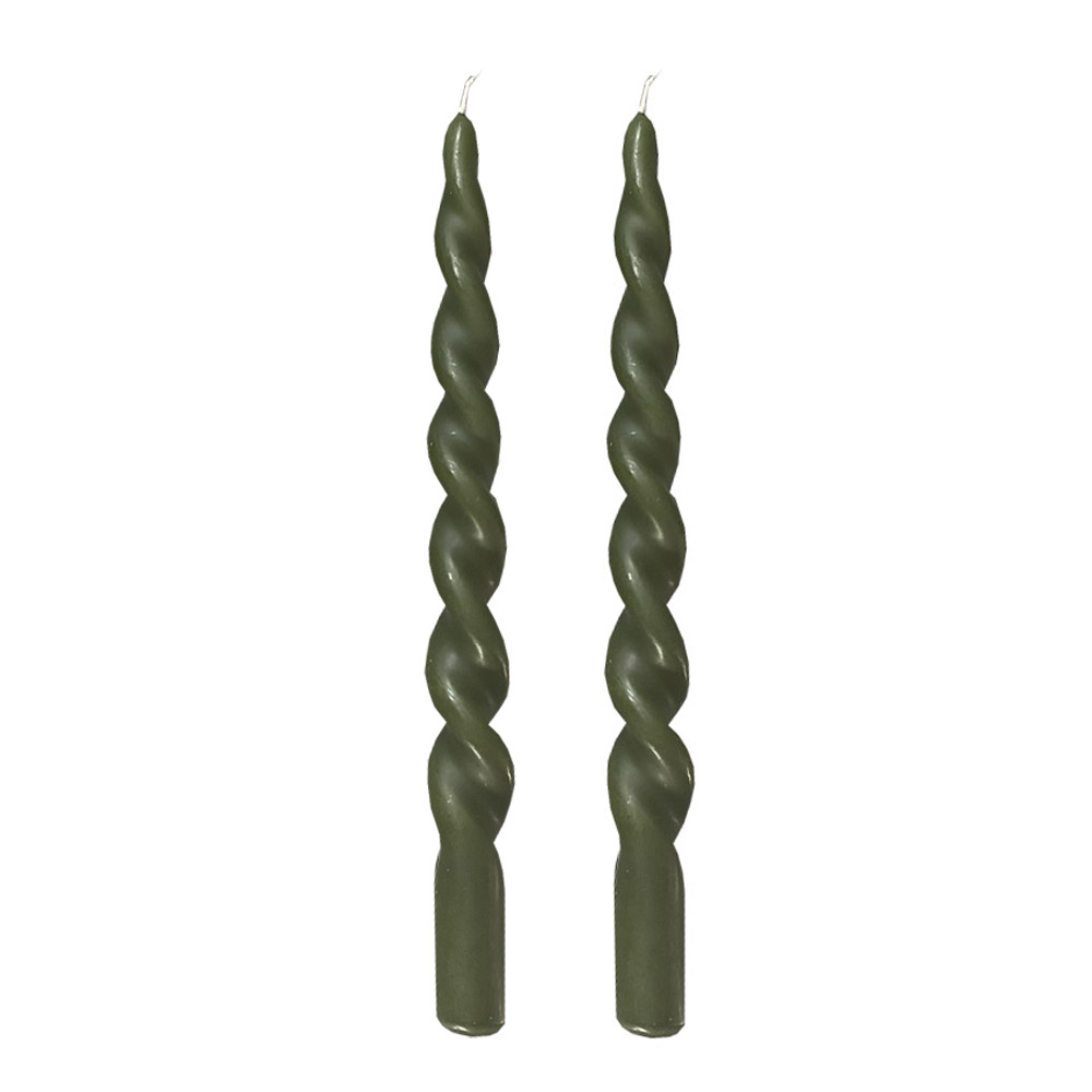 Vio Ljusfabrik - Vio Snurrade ljus 29 cm 2-pack Mossgrön