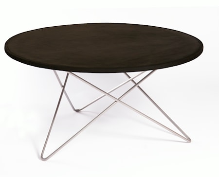 O-table leather soffbord – Black/stainless