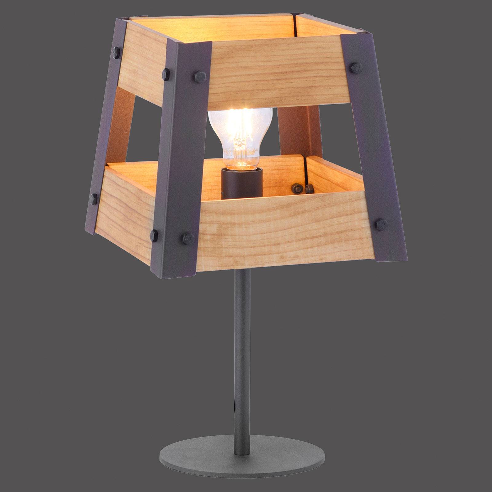 Bordslampa Crate av trä och metall