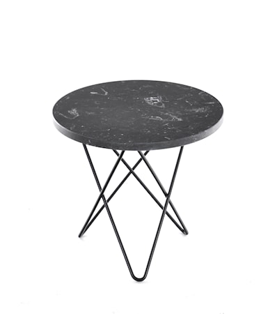 Mini O Table Svart Marmor med Svart Ram Ø40