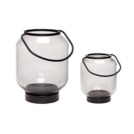 Ljuslykta Glas Svart/Klar 2st