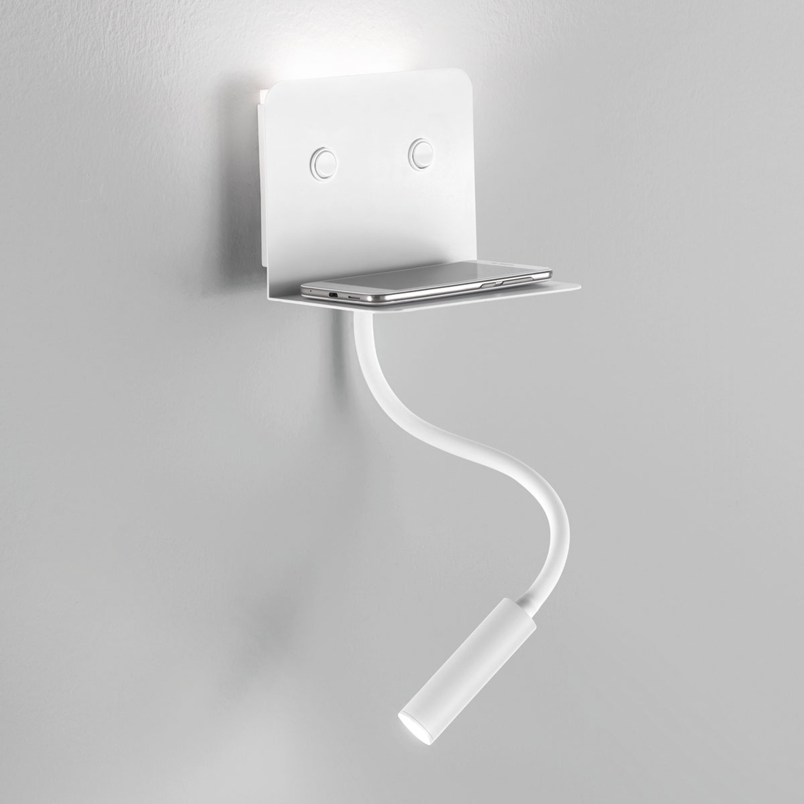 LED-vägglampa Level med avställningsyta, läslampa