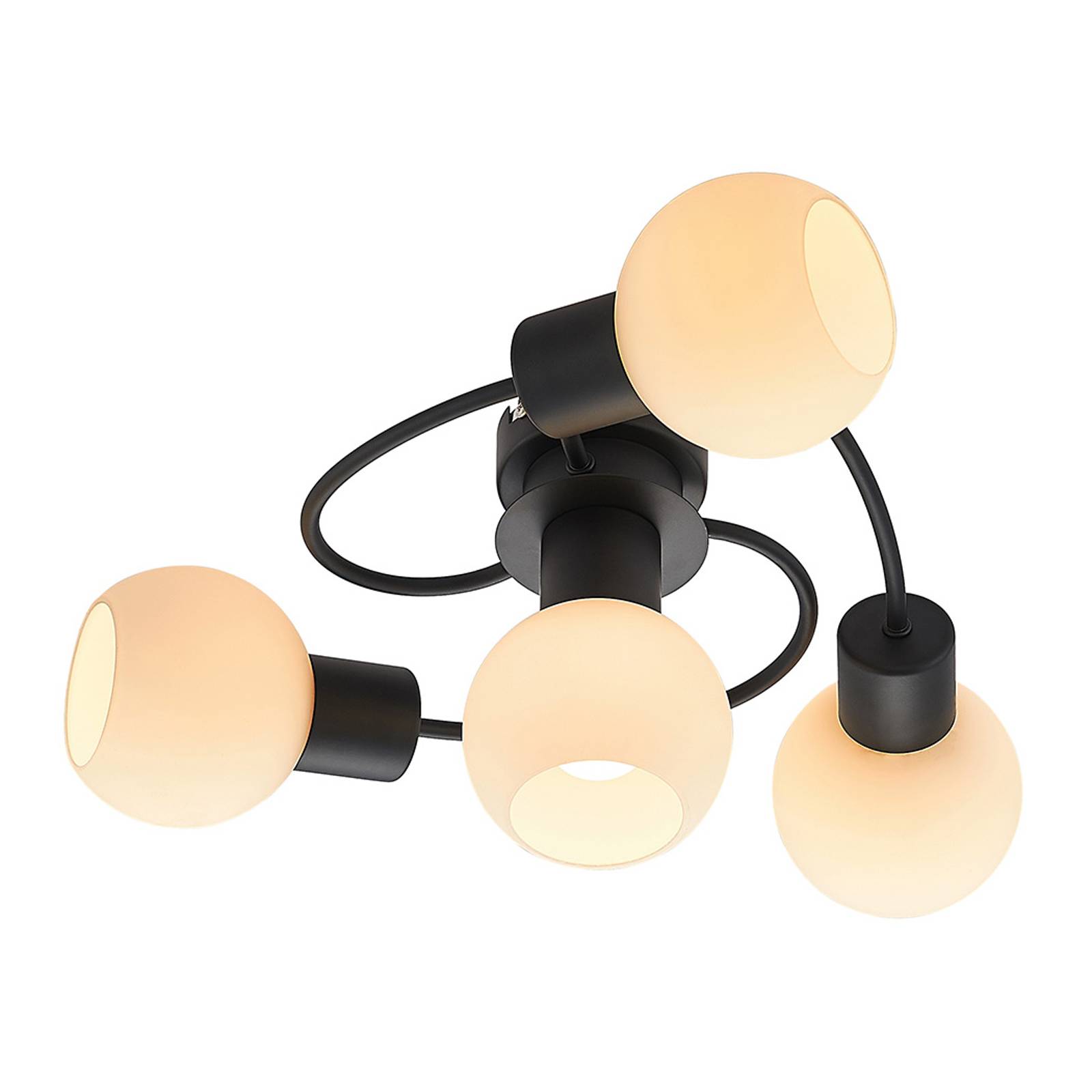 Lindby LED-taklampa Ciala, 4 lampor, svart vit