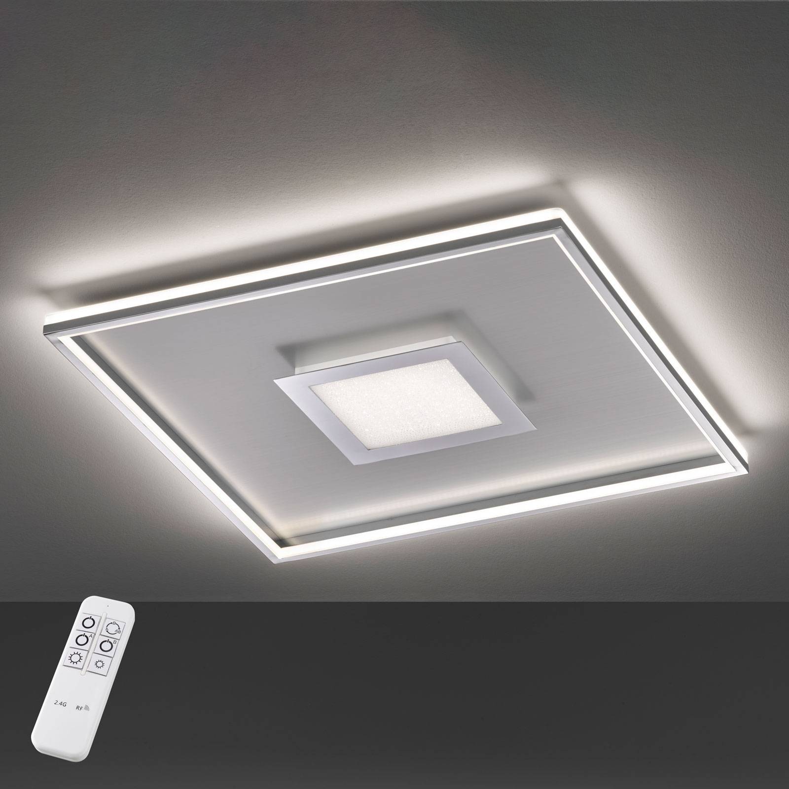 LED-taklampa Bug fyrkantig, krom 40 x 40 cm