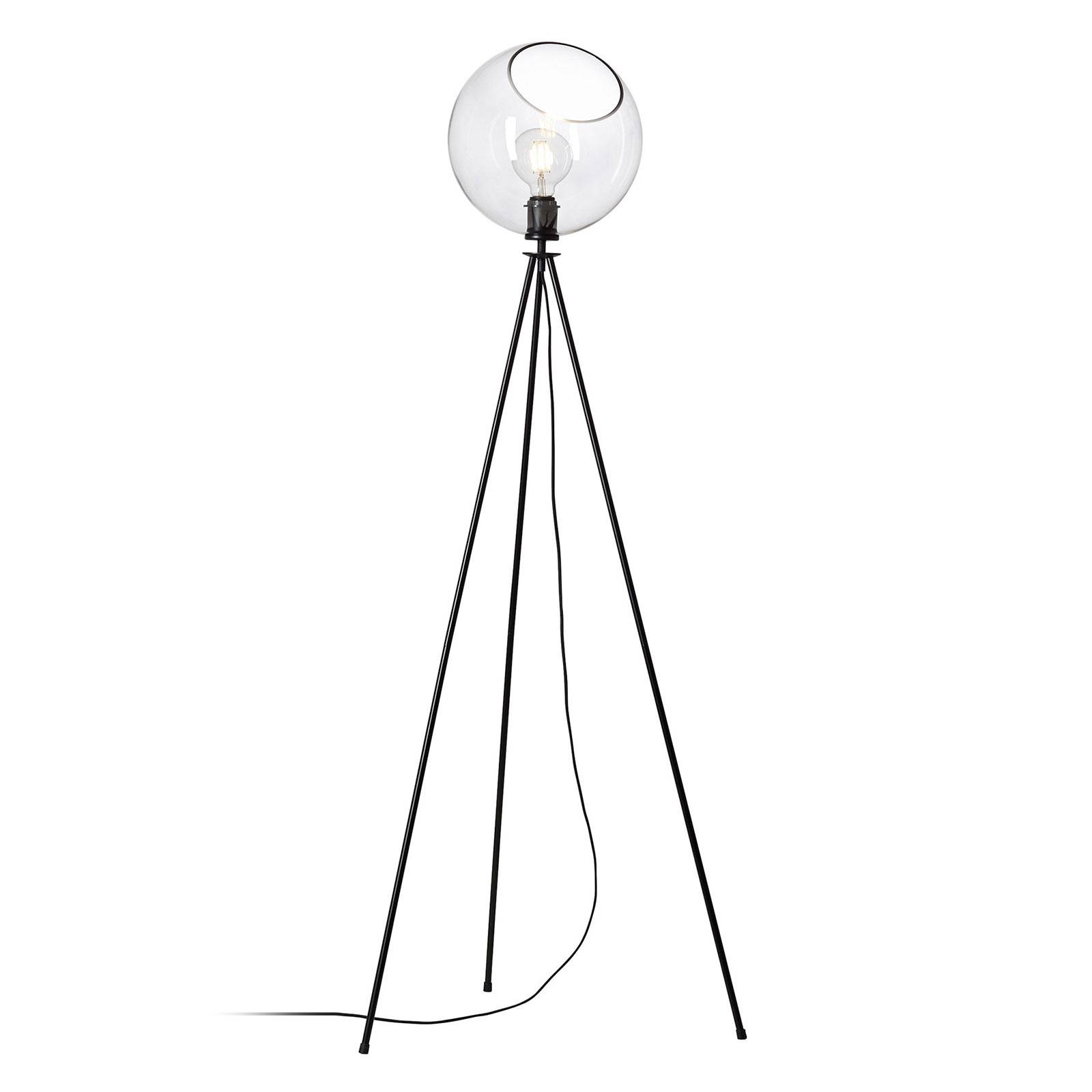 Golvlampa Afton med transparent glasskärm