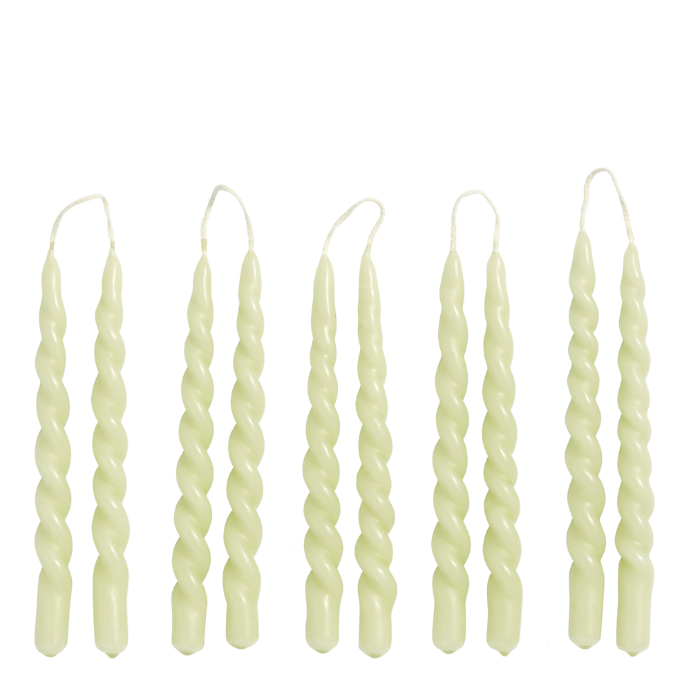 Hay - Mini Swirl Ljus 14 cm 10-pack Gulgrön