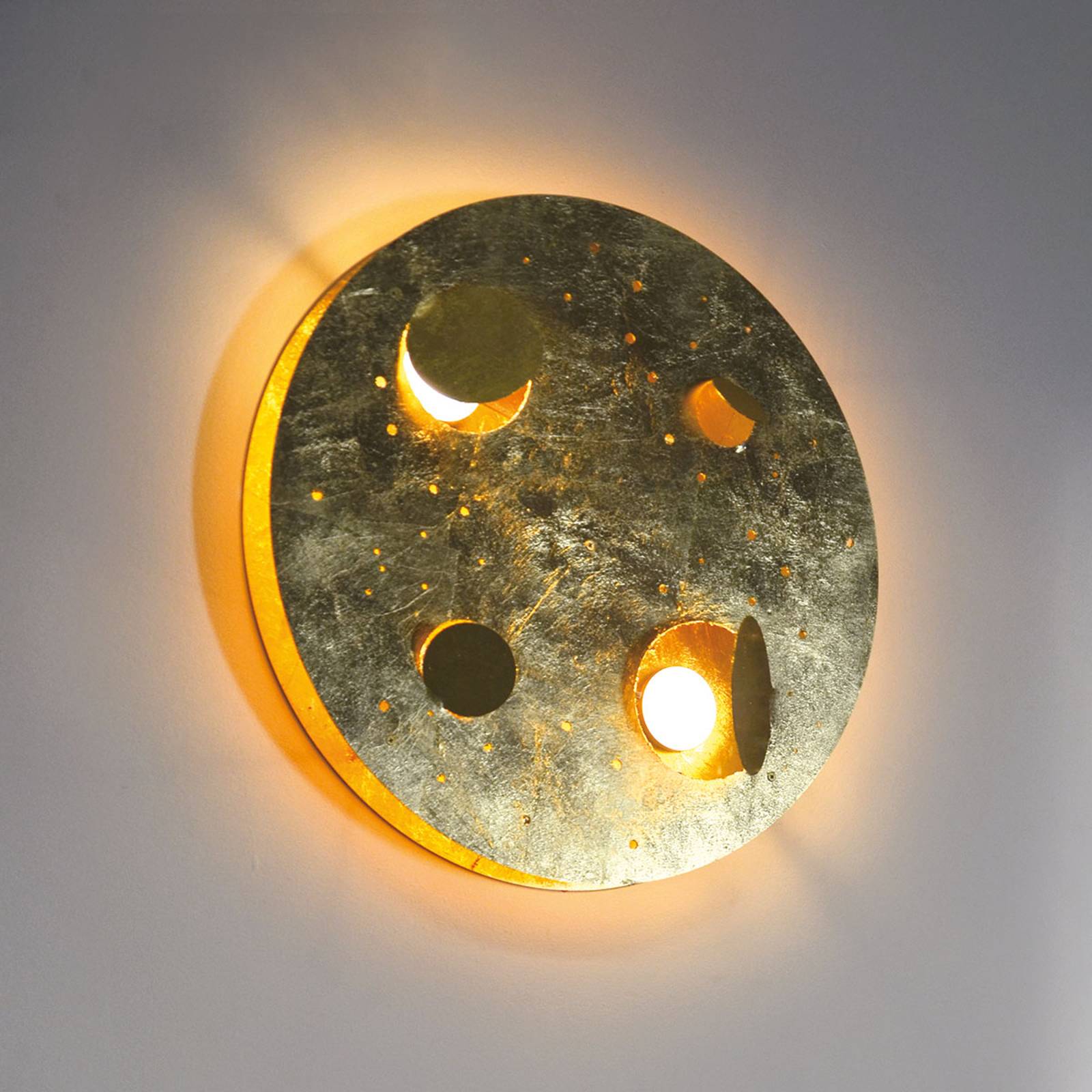 Knikerboker Buchi LED-vägglampa Ø 40 cm bladguld