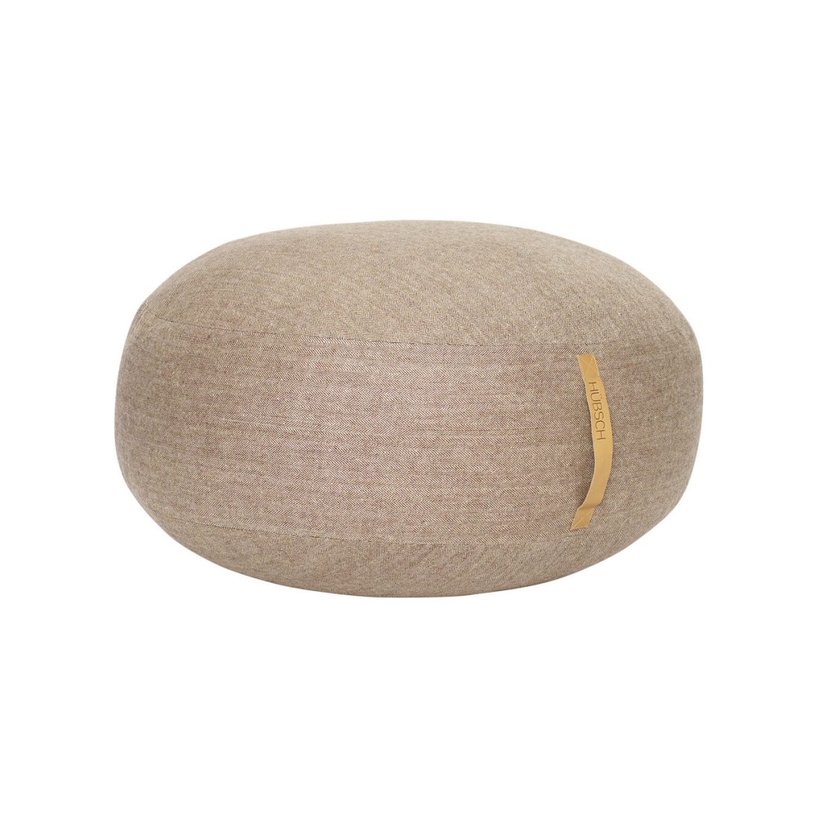 Sittpuff med läderhandtag beige Hubsch