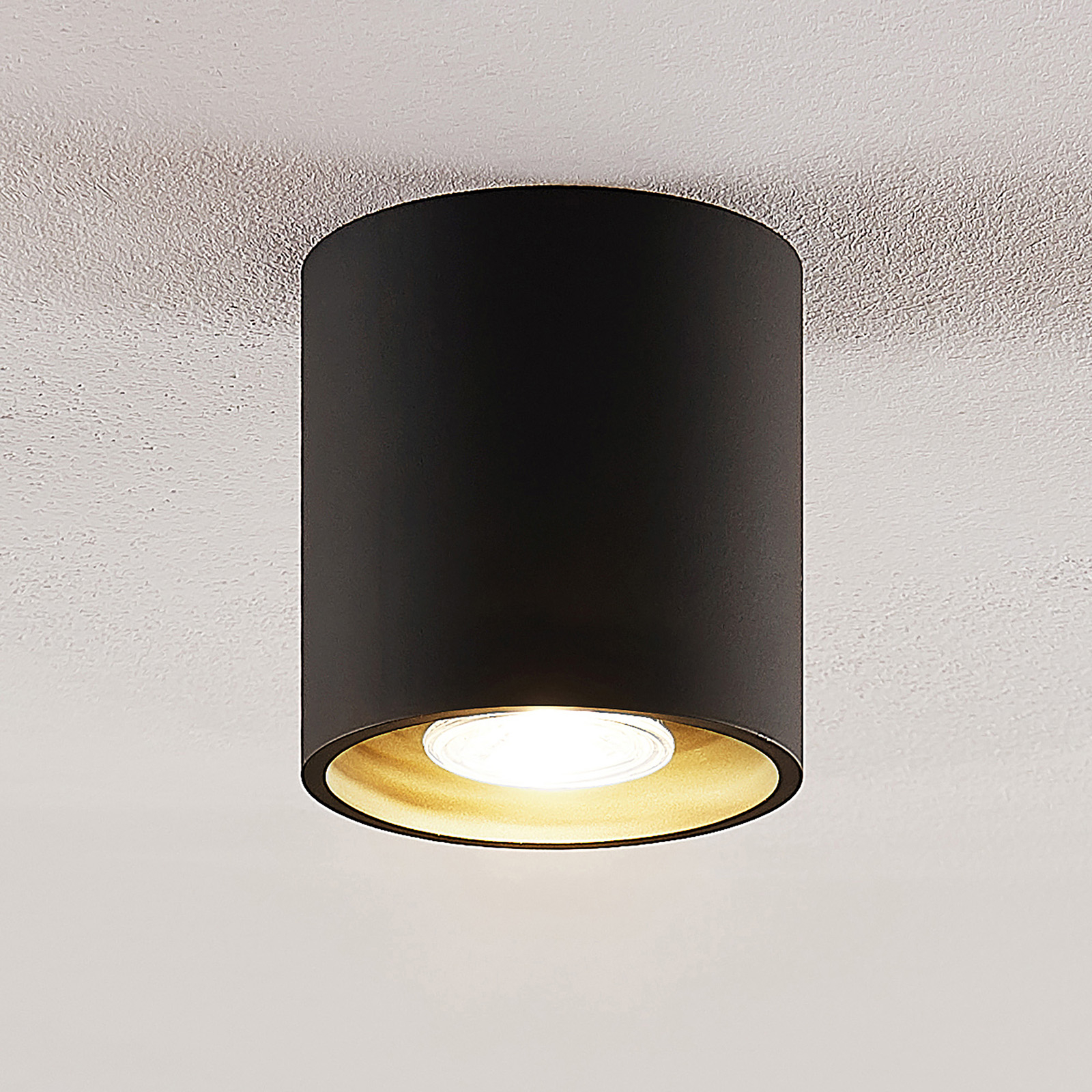 Lindby Parvin aluminium-downlight, rund, svart