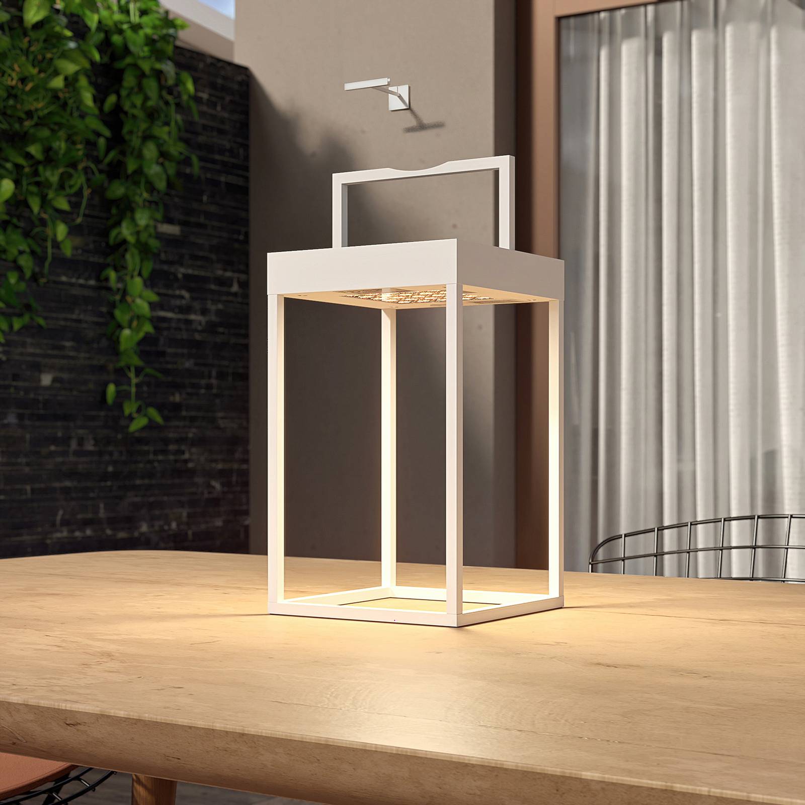 Lucande Lynzy LED-solcellslampa, vit, 38,3 cm