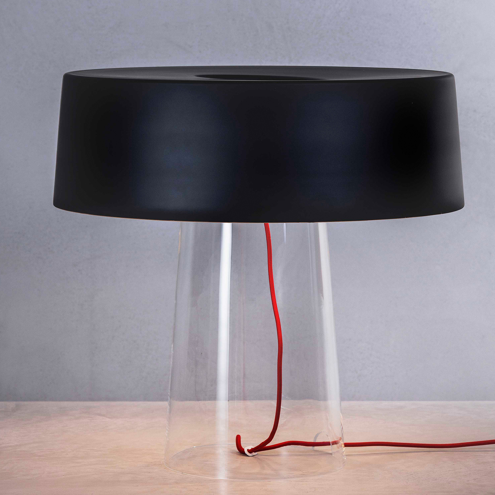 Prandina Glam bordslampa 48 cm klar/skärm svart