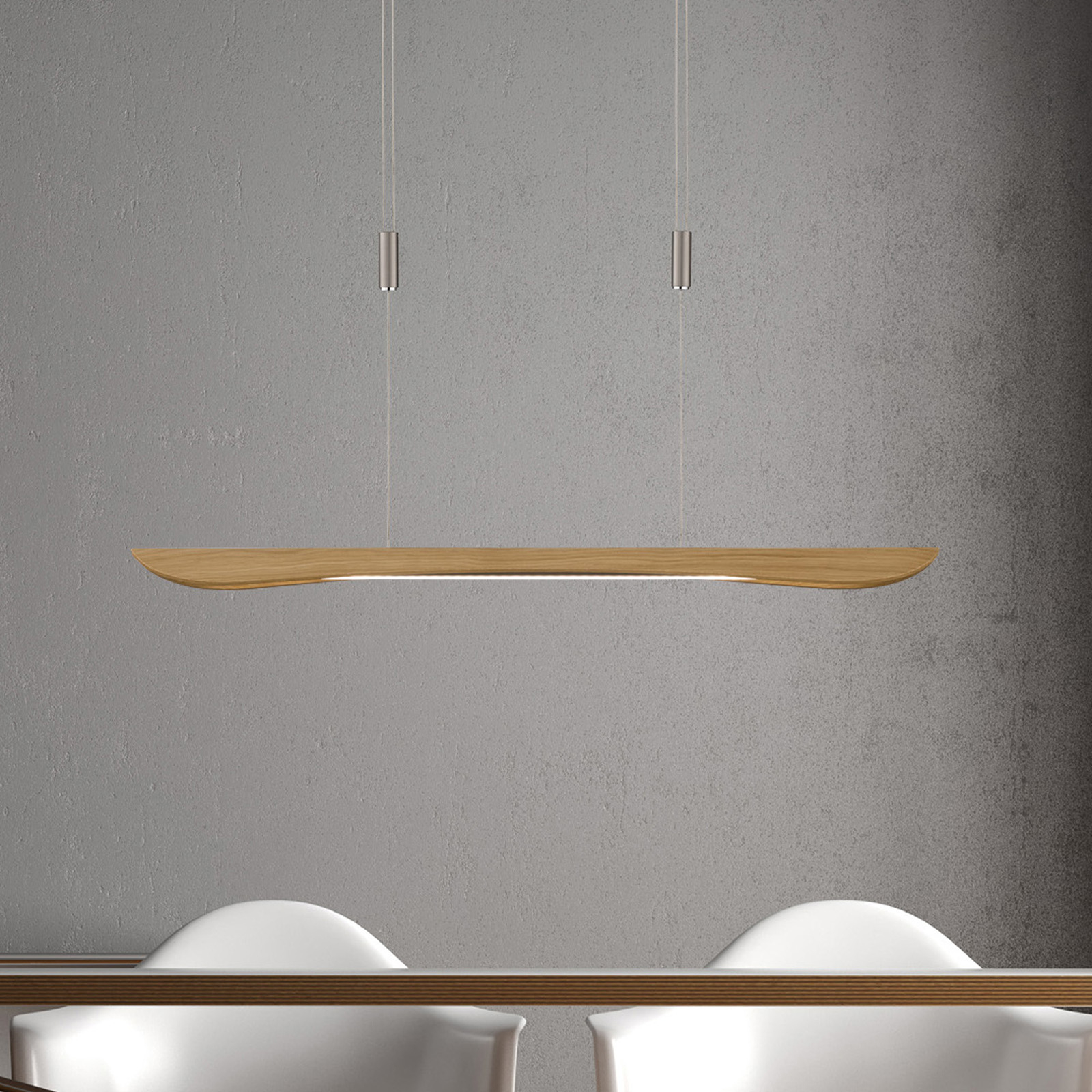 Lucande Hiba LED-pendellampa ek natur 88 cm