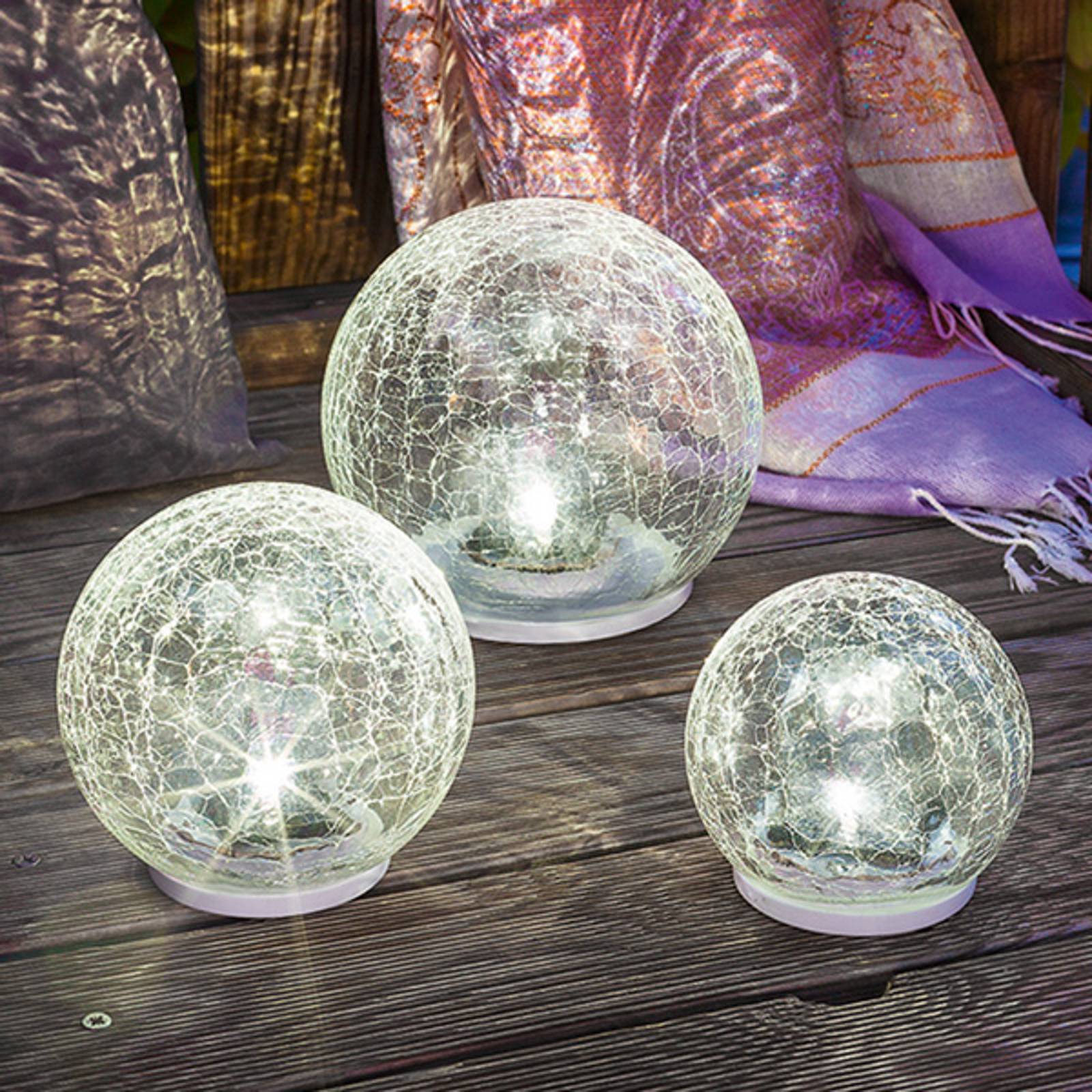 3-set med LED-solcellslampor Crackle Ball