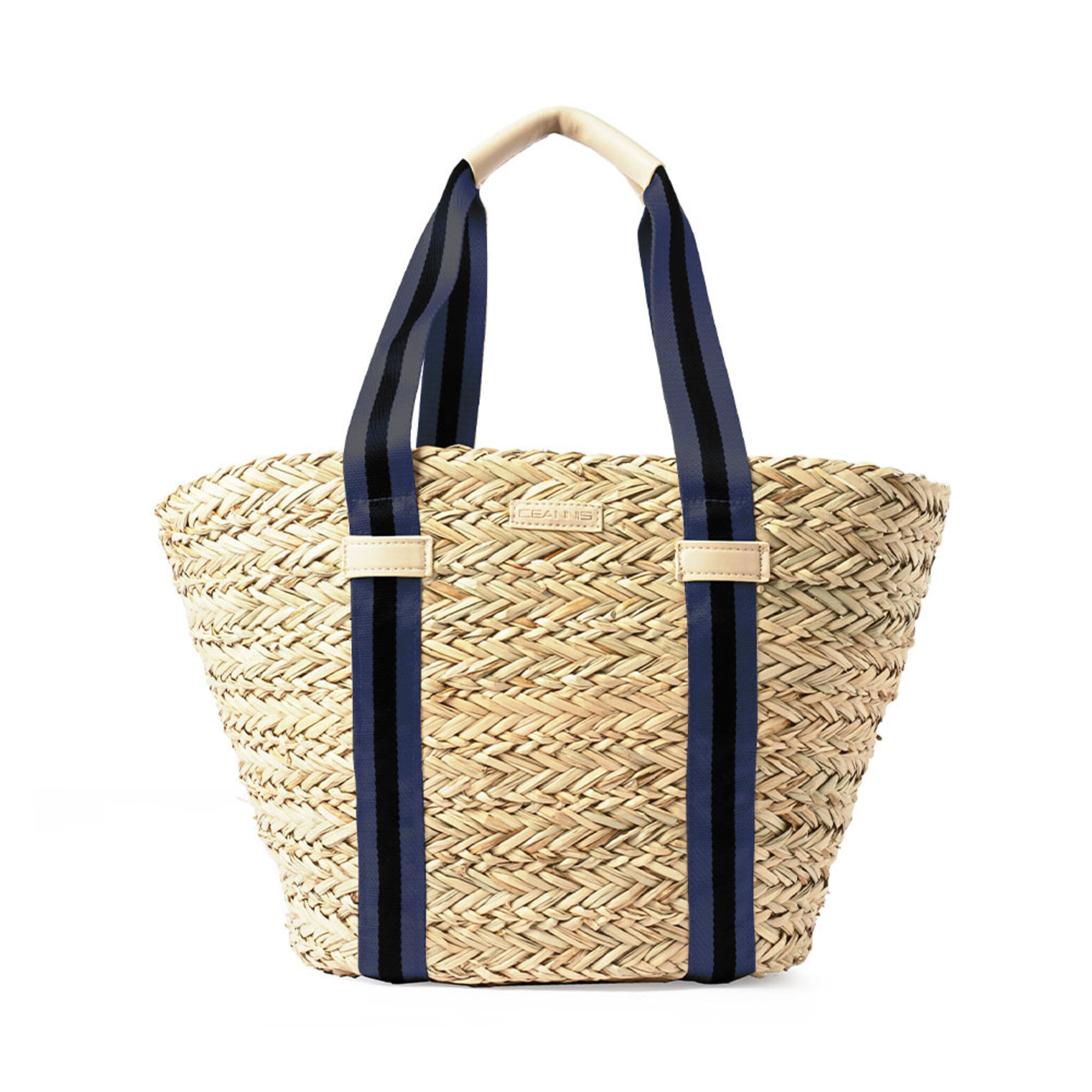 Straw Shopper Natural Stripe