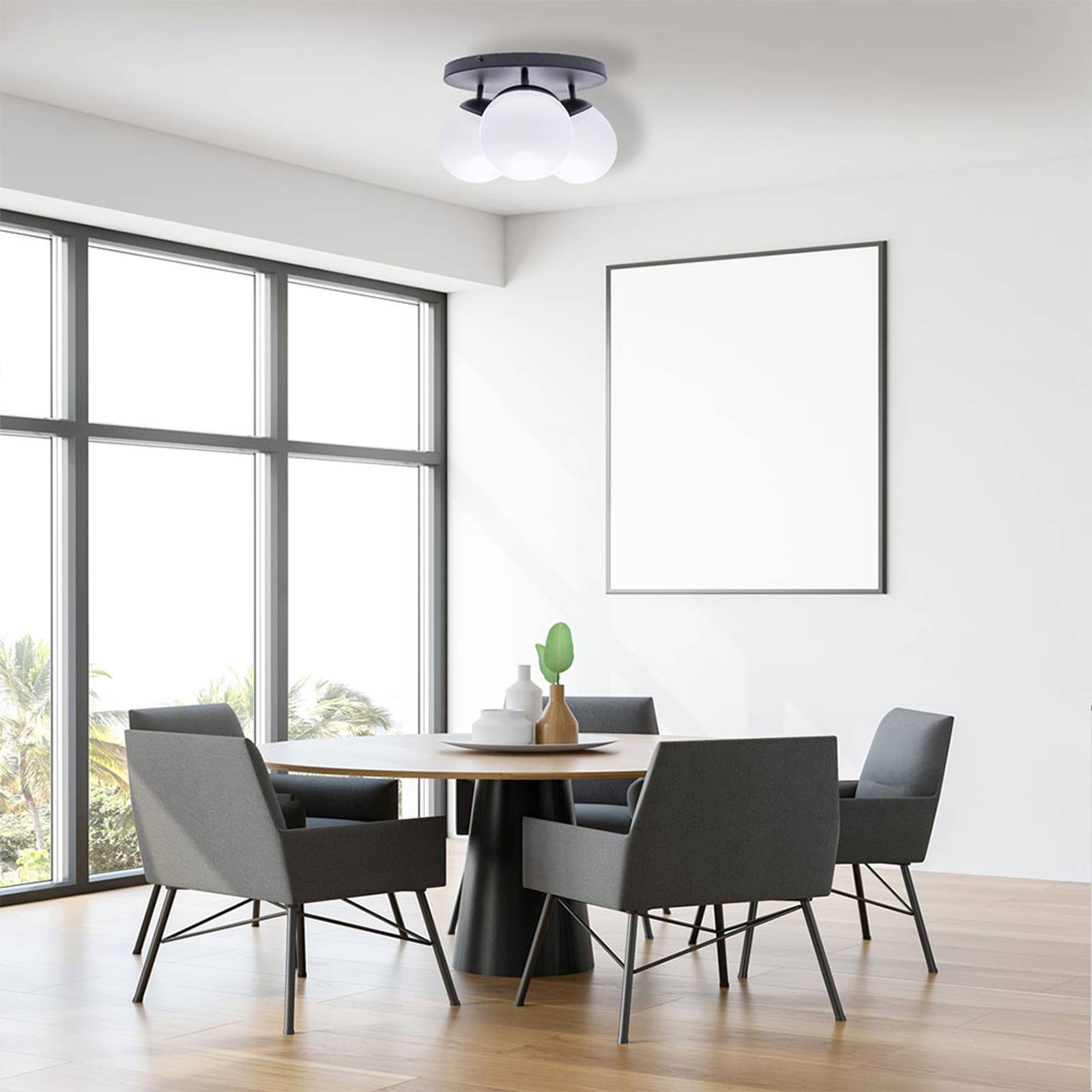Taklampa Sfera 3 lampor direkt rund glas/svart