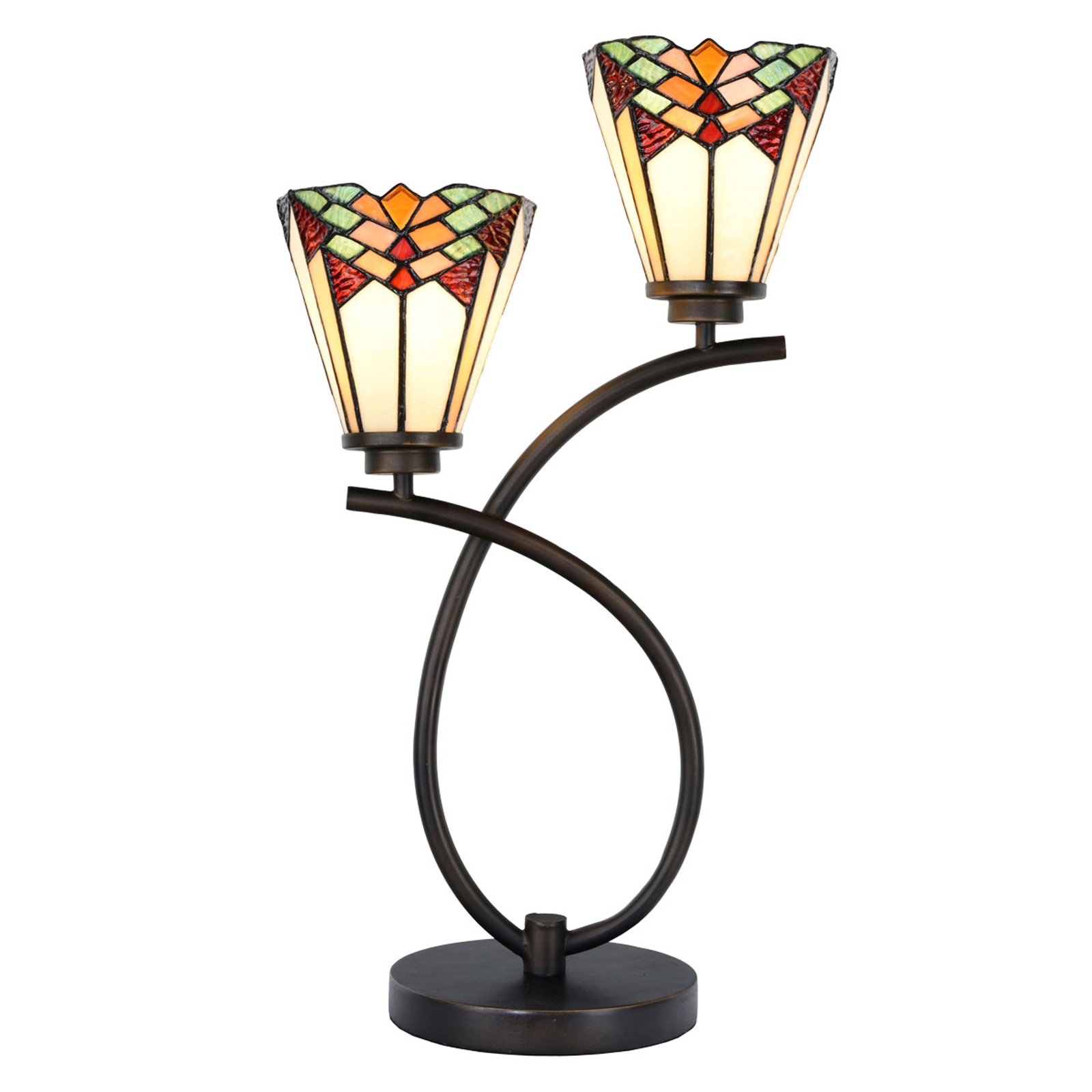Bordslampa 5966 med färgat glas i Tiffany-stil