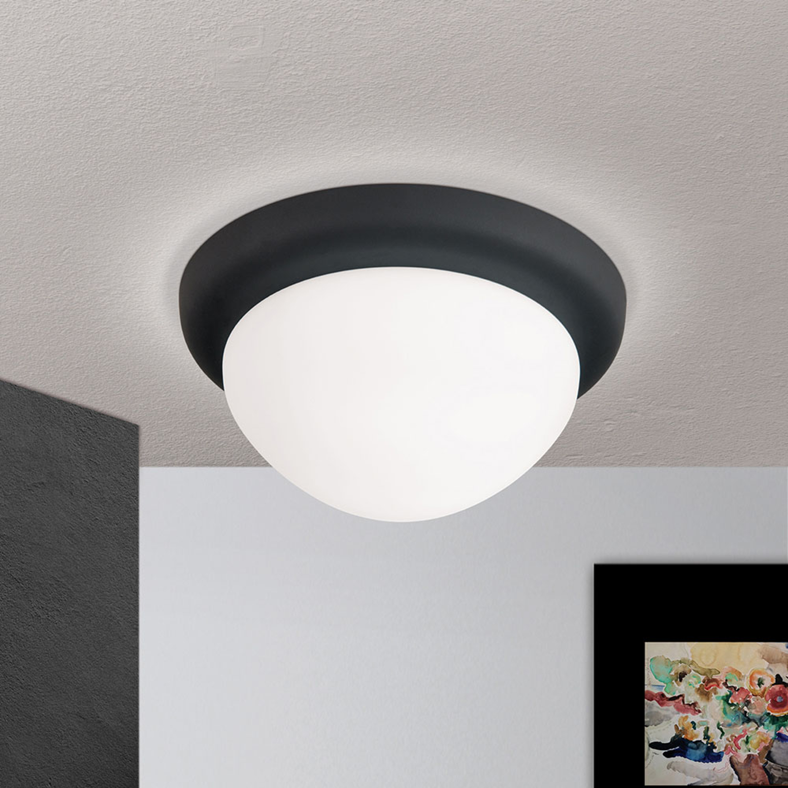 Taklampa Classico, svart/vit, Ø 22 cm