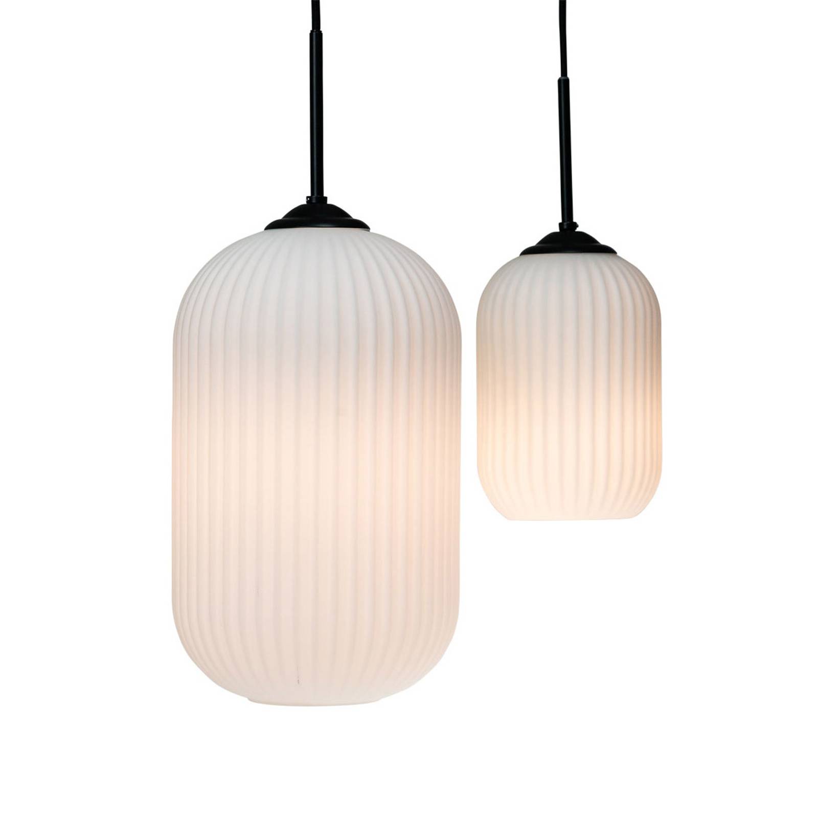 Dyberg Larsen Riflet pendellampa av glas, Ø 20 cm