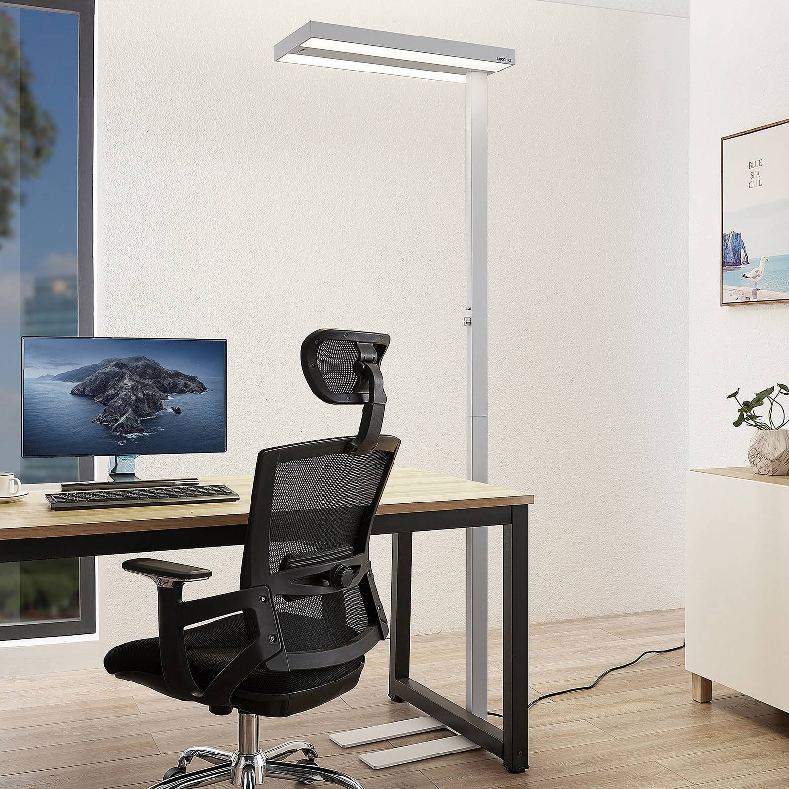 Arcchio Nelvana LED-sensor-golvlampa, vit