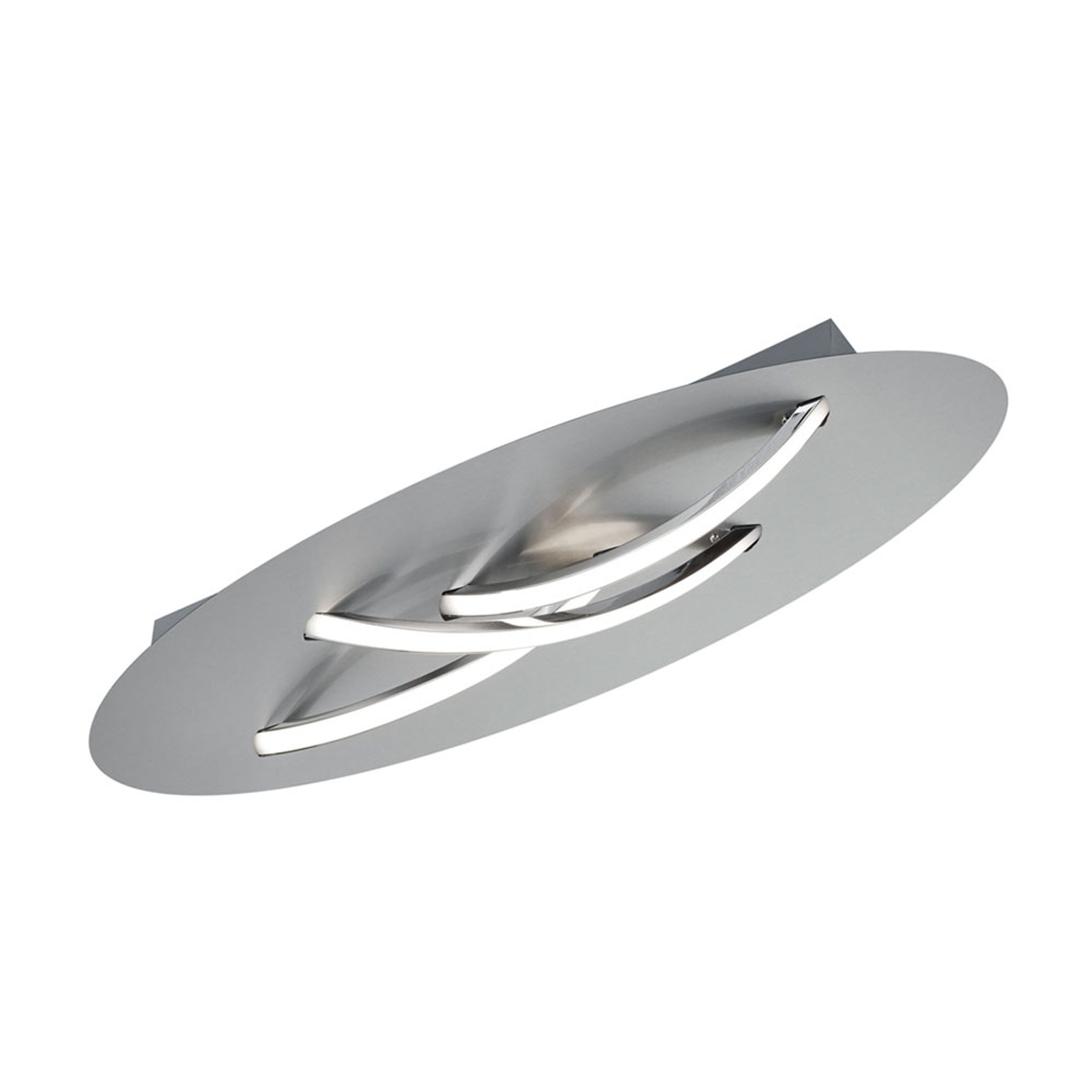 LED-taklampa Dolphin, nickel, 55 x 18 cm