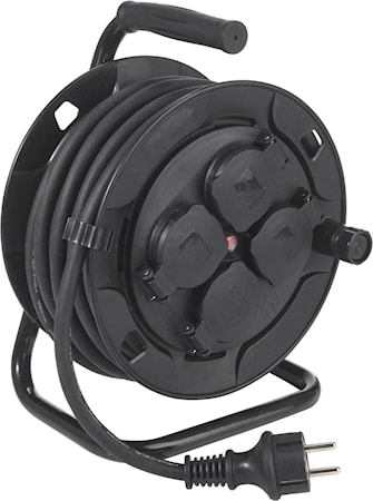 Kabelvinda 4st uttag Utomhus Svart 10m