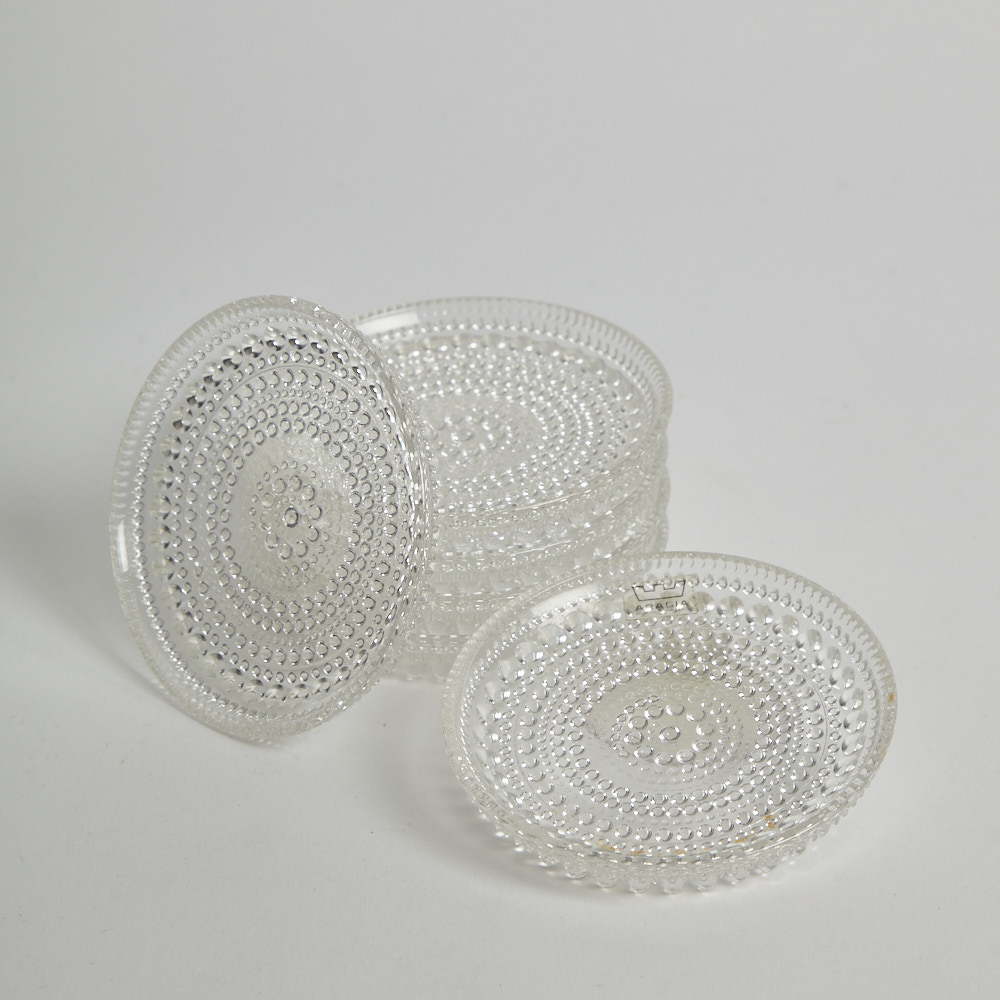 Iittala - SÅLD Glasunderlägg "Kastehelmi" 6 st