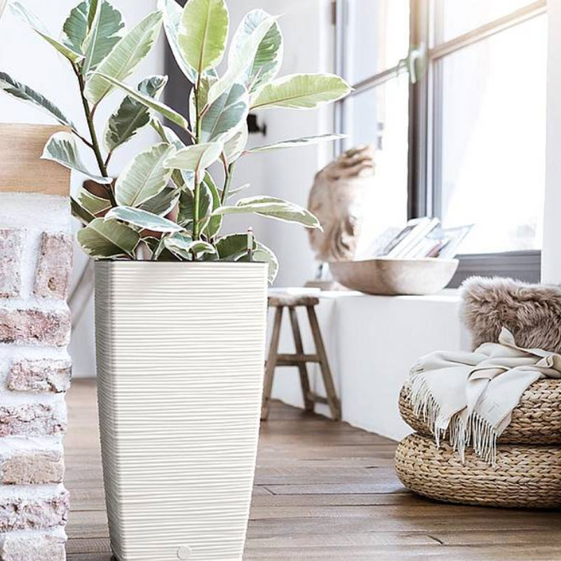 Självvattnande kruka Casa Cosy Column, vit