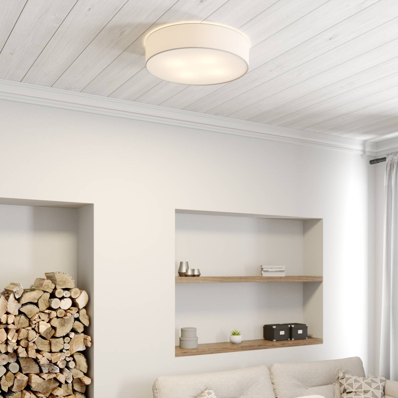 Taklampa Cassy med bländare, vit, Ø 58 cm