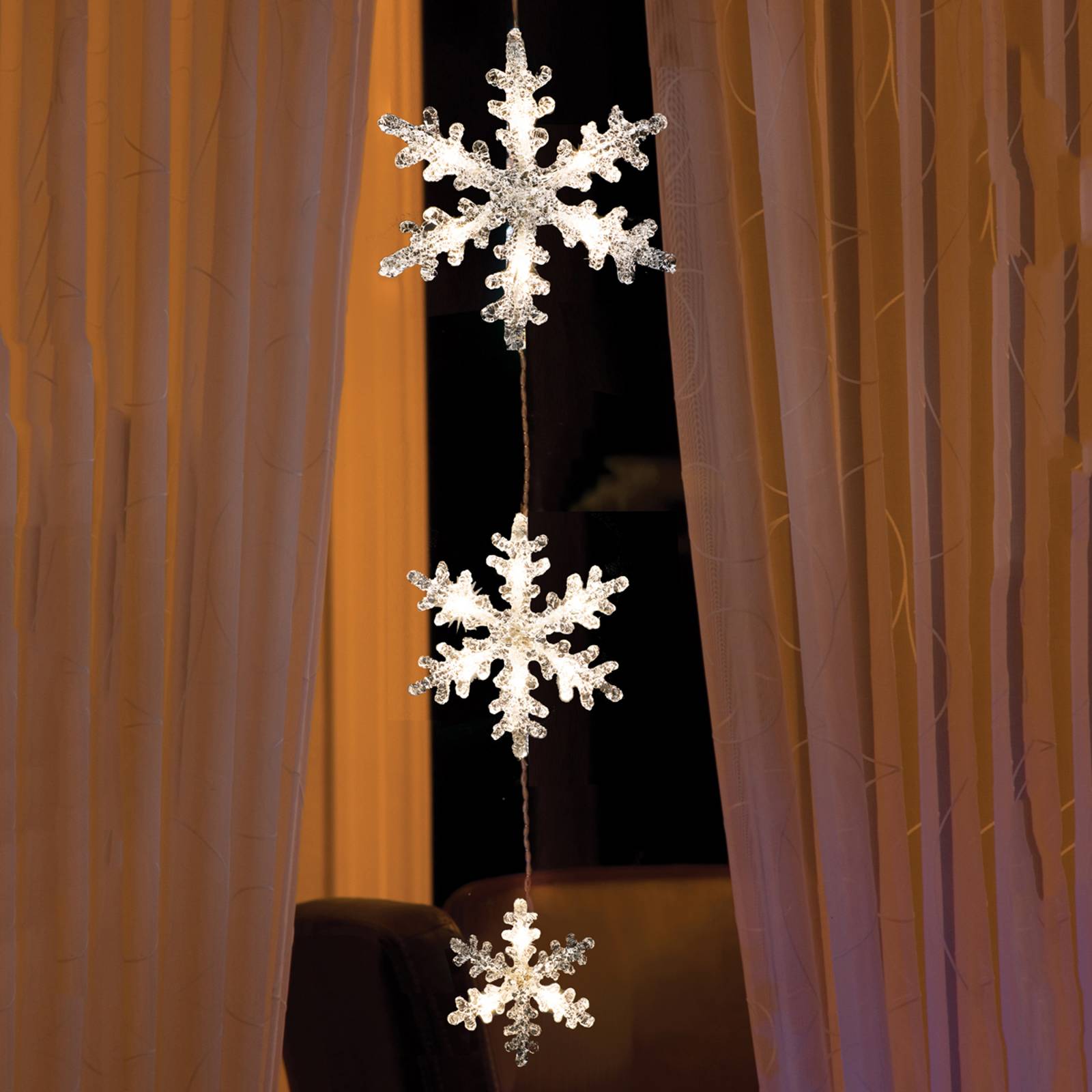 LED-ljusslinga Snöflingor