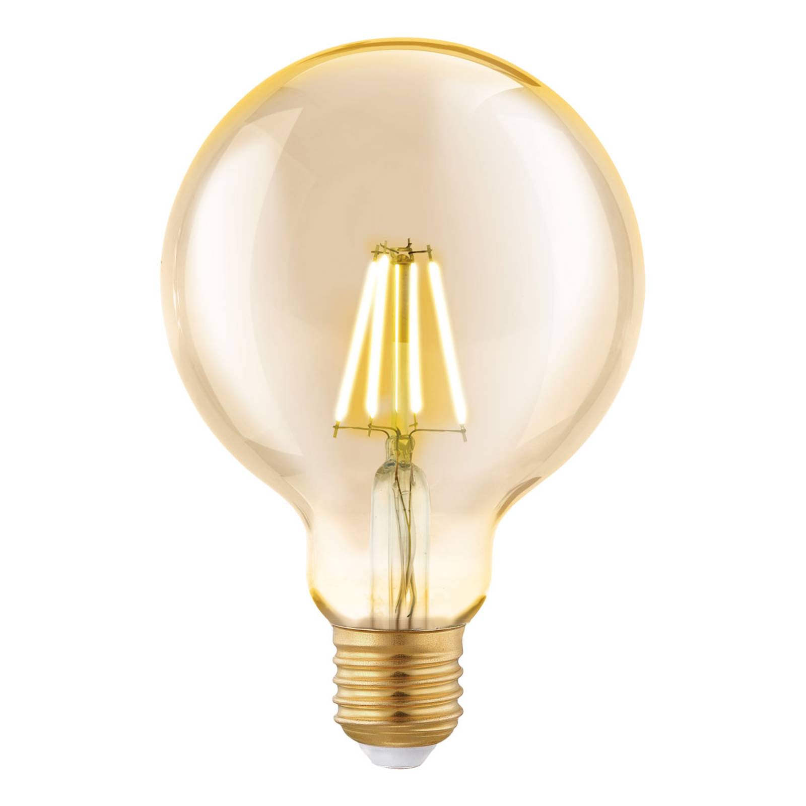 LED-globlampa E27 G95 4W filament, bärnsten