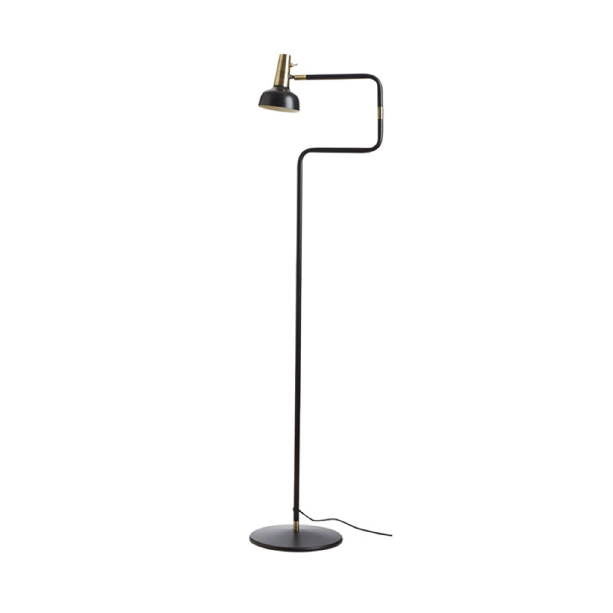 Golvlampa Ray, svart/mässingsfinish