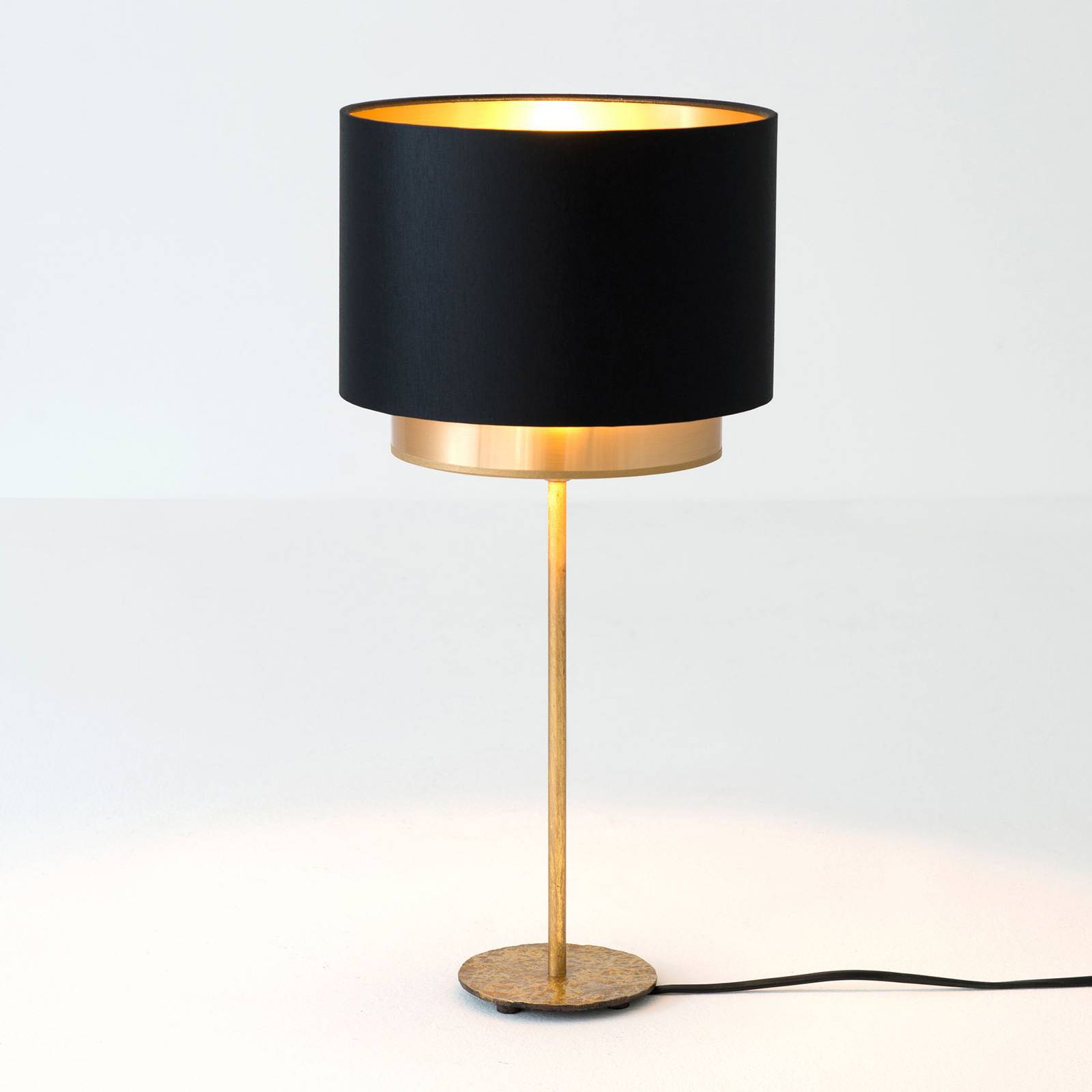 Bordslampa Mattia, chintz, svart/guld