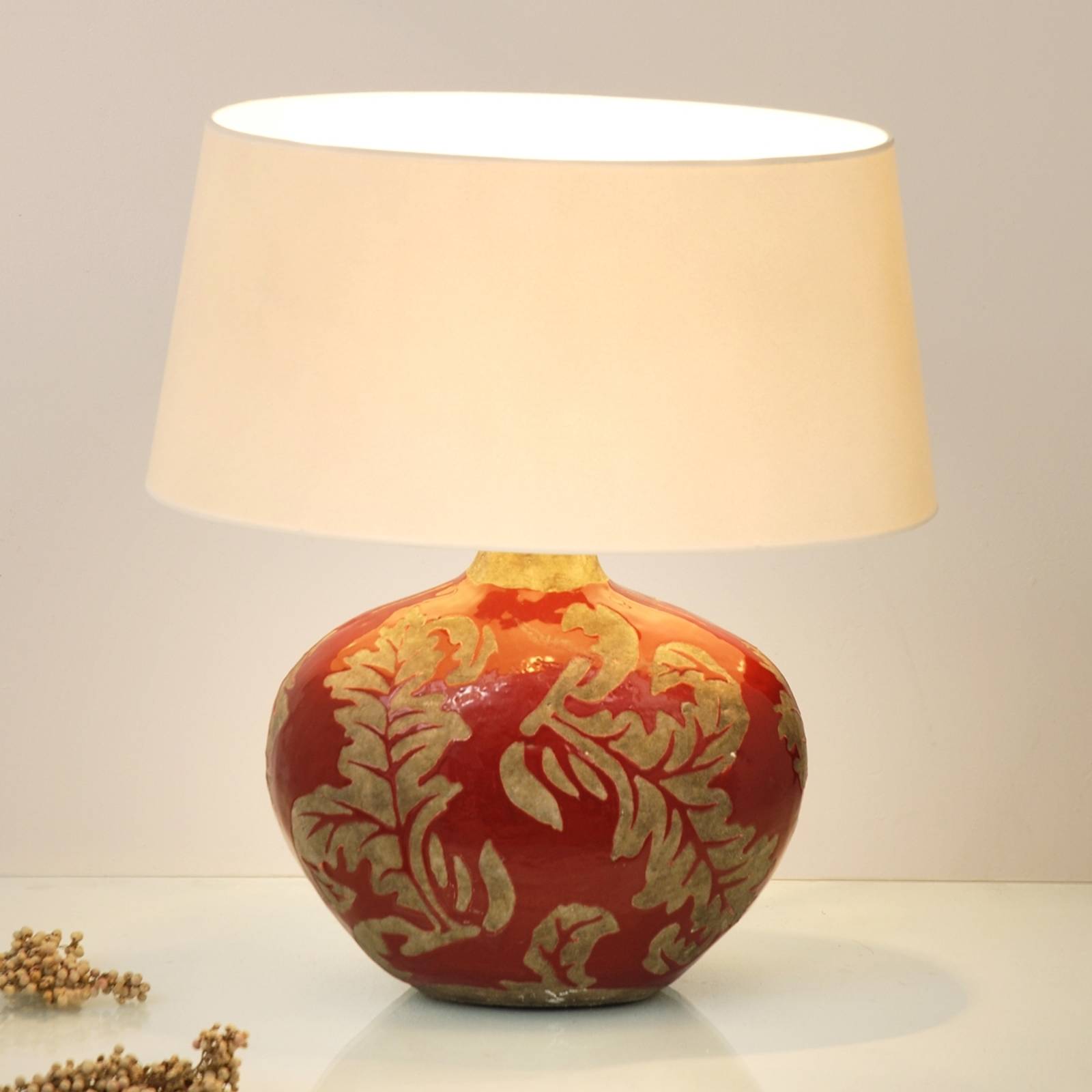 Bordslampa Toulouse, oval, höjd 43 cm, röd