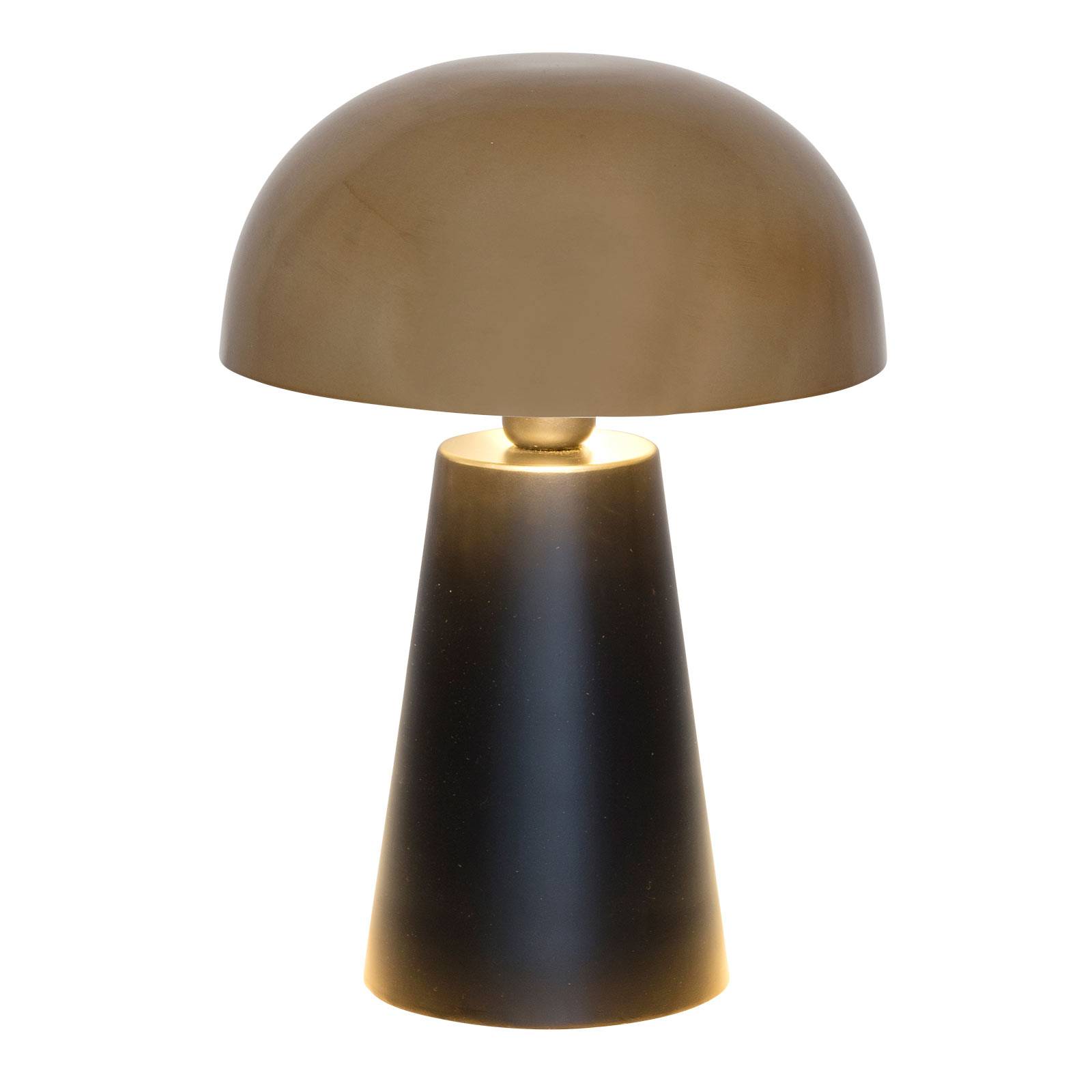 Bordslampa Fungo, elegant design, svart/guld