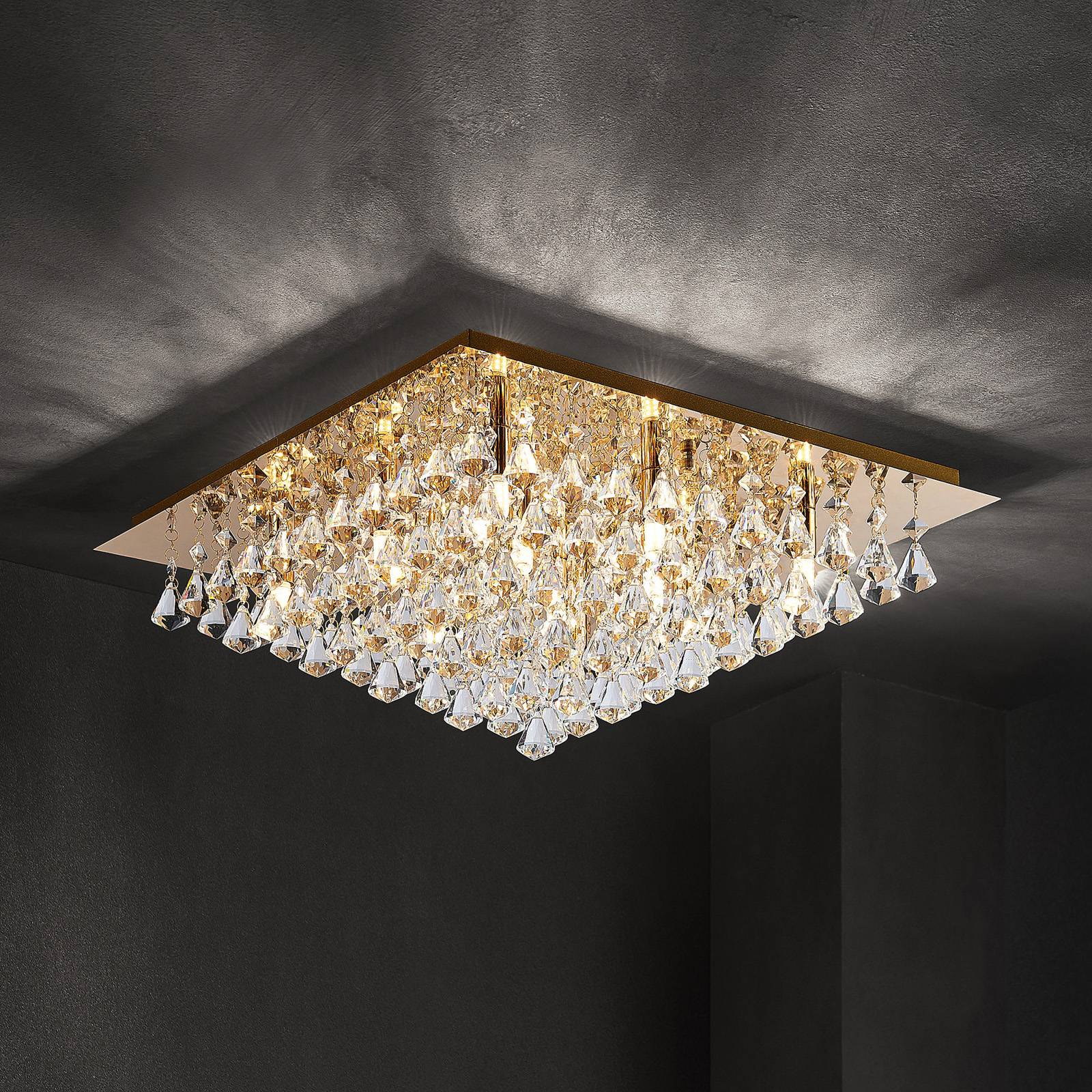 Lindby Rimedia taklampa, guld, 55 cm