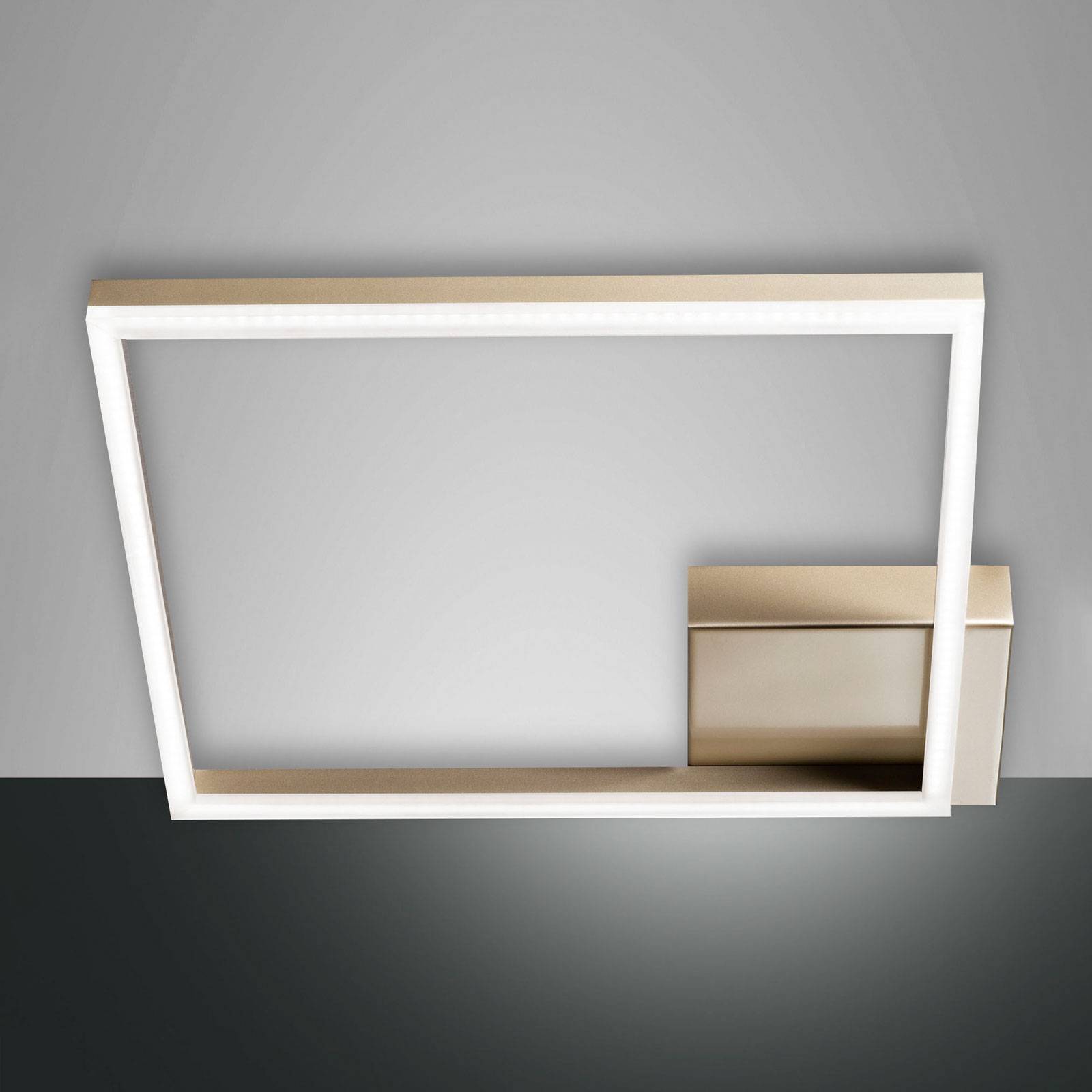 LED-taklampa Bard, 42x42cm, mattguld-finish