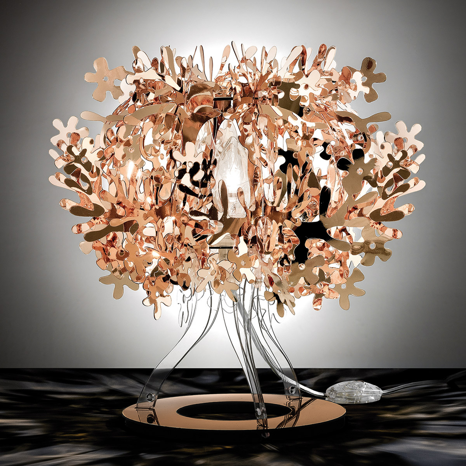 Kopparfärgad designer-bordslampa Fiorellina