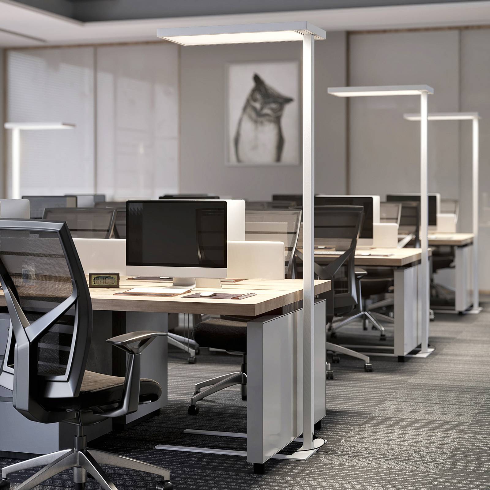 LED-golvlampa till kontor Somidia, dimmer, vit