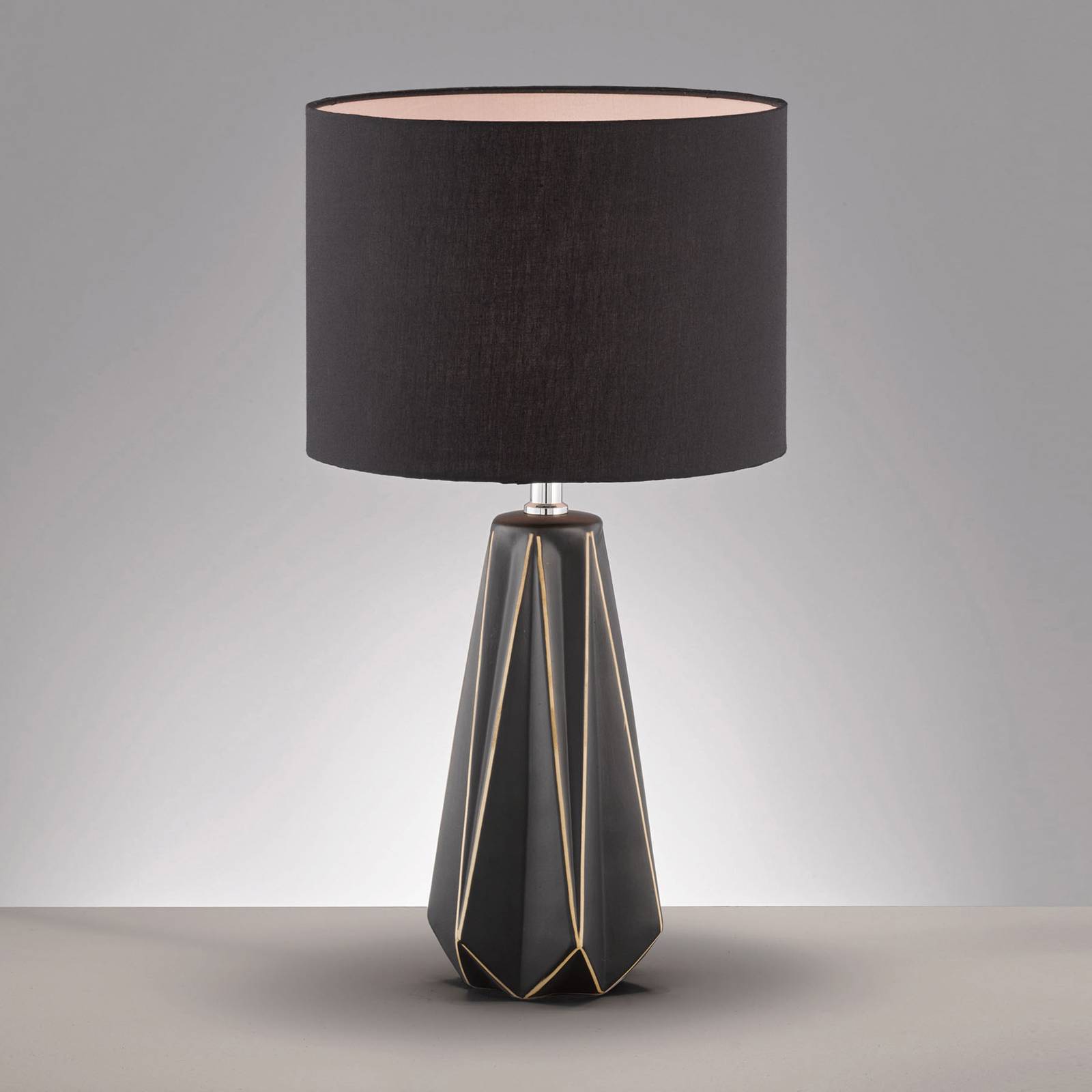 Bordslampa Mono med tygskärm och keramikfot