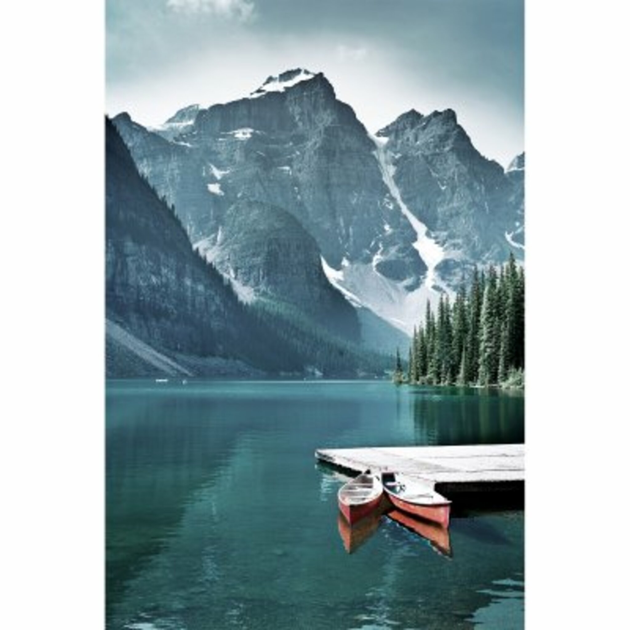 Canoes In Lake Poster