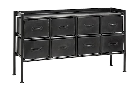 Portland Byrå med 8 lådor 66x31x116 cm Svart