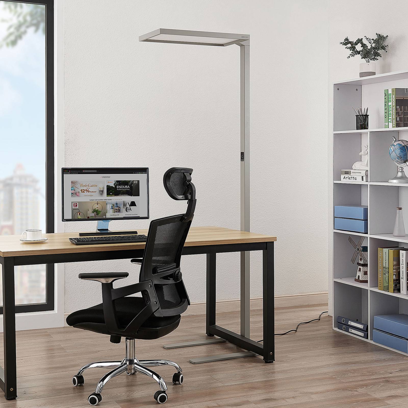 Arcchio Nelus LED-kontors-golvlampa, dimbar