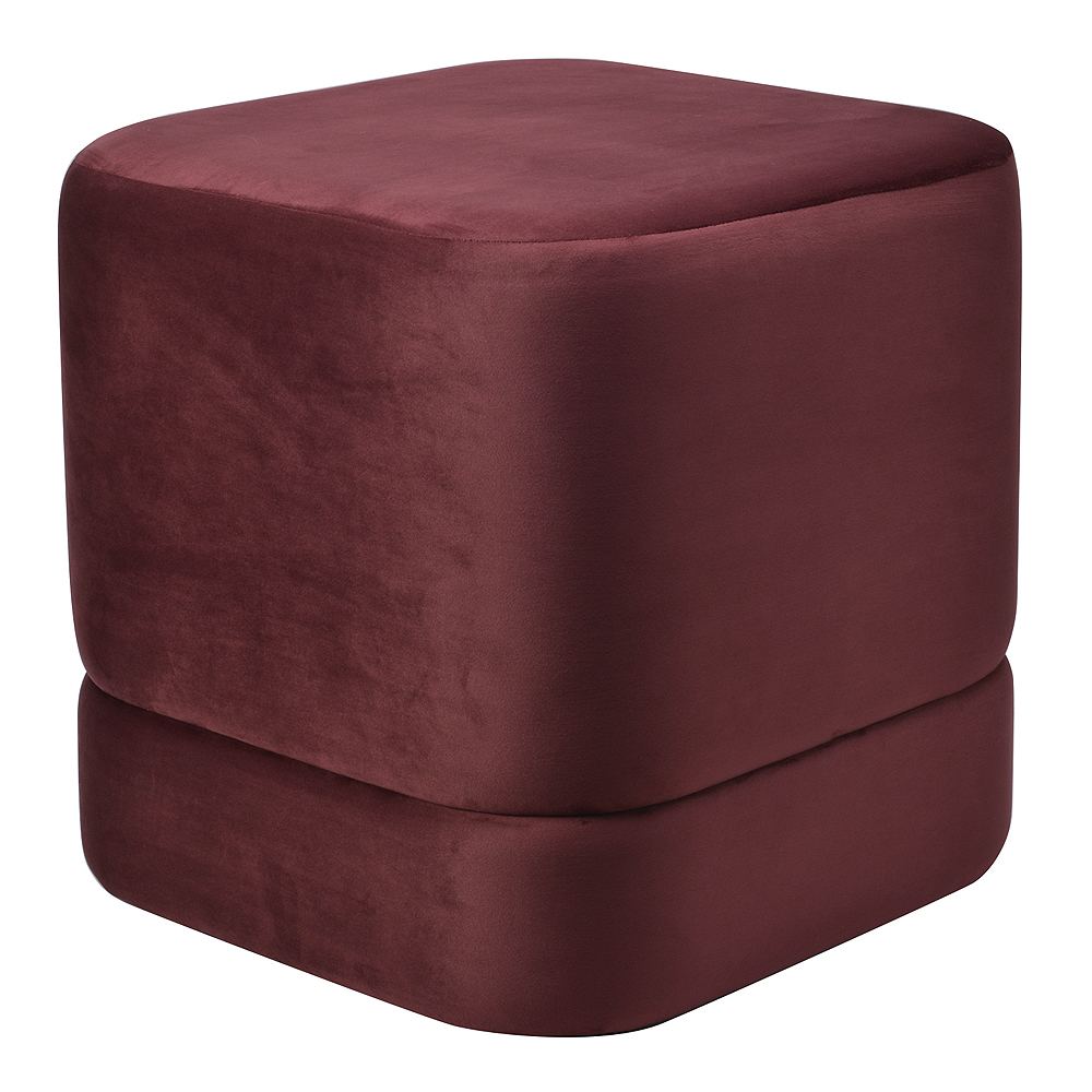 Holmen - Puff Sammet 46x46x46 cm Vinröd