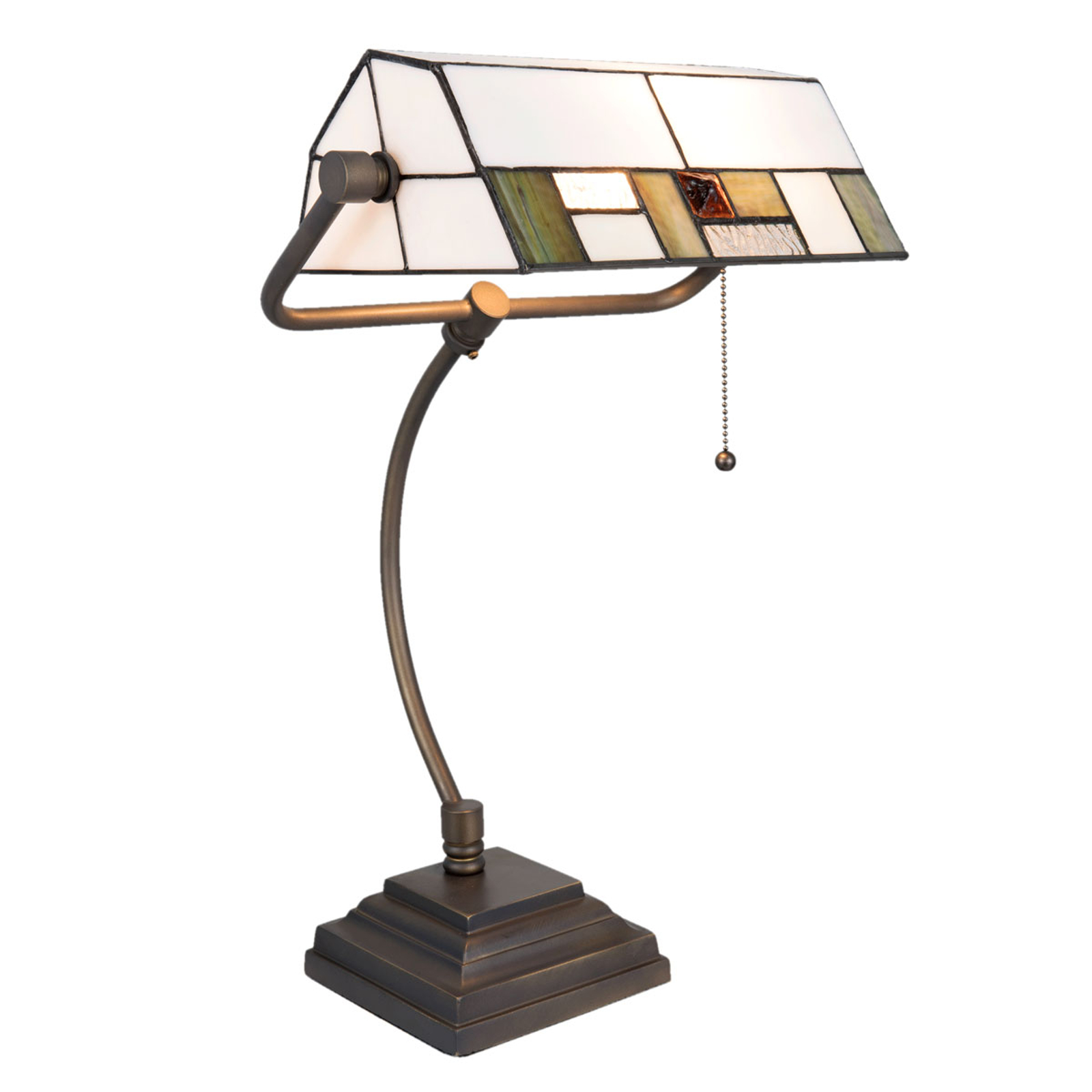 Skrivbordslampa 5194 med vit-grön glasskärm