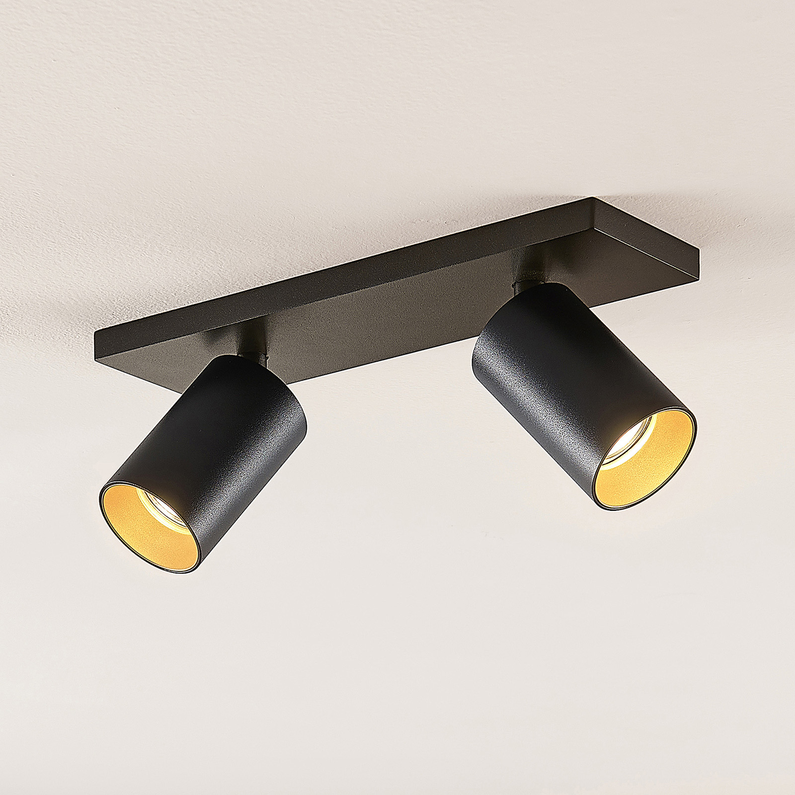 Arcchio Brinja spotlight, kantig, svart-guld, 2