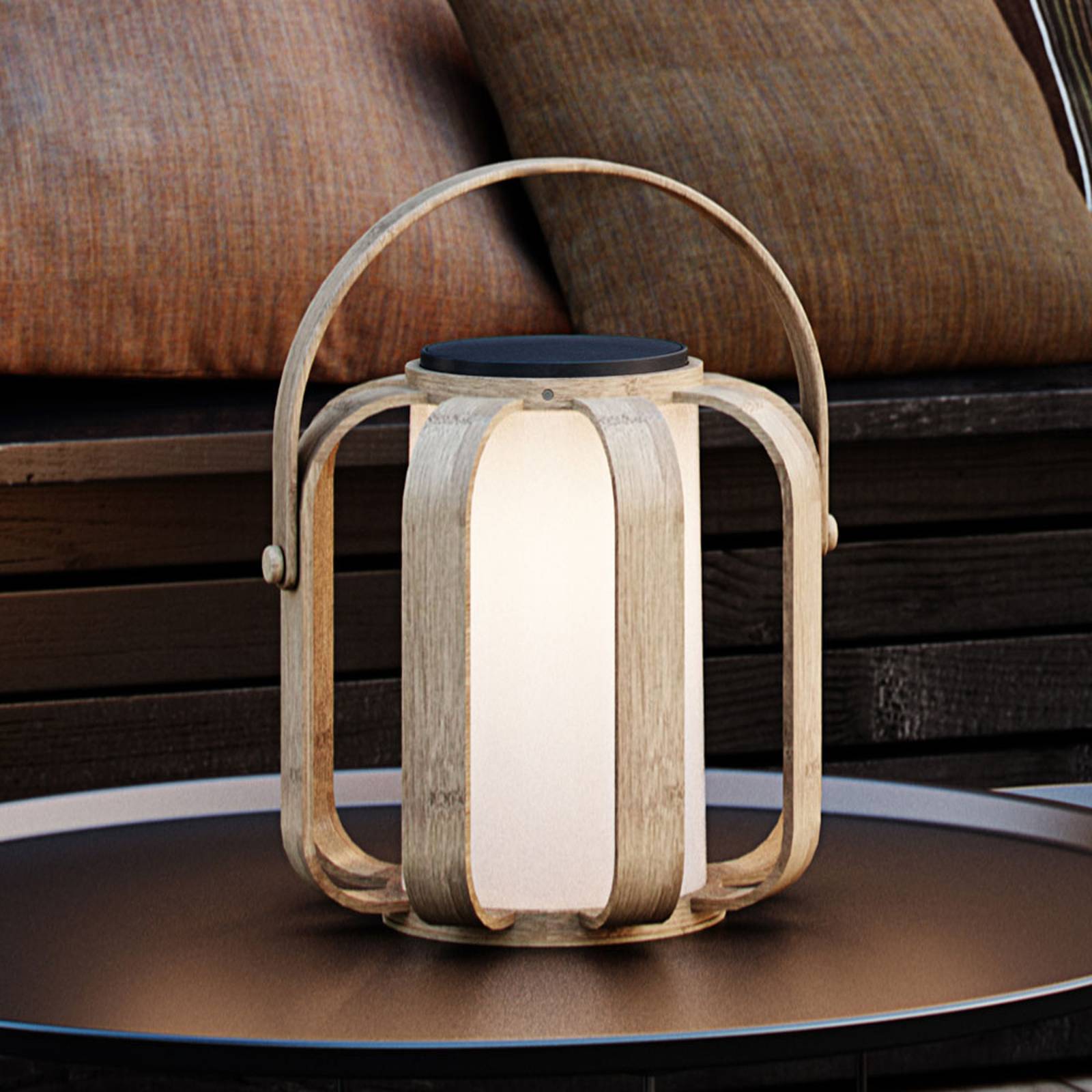 LED-dekorationsbelysning med solcell Bob av bambu
