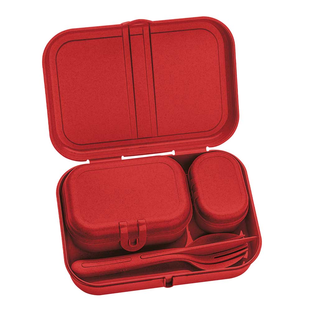 Koziol - Pascal Ready Matlåda 3-pack + Bestick Röd
